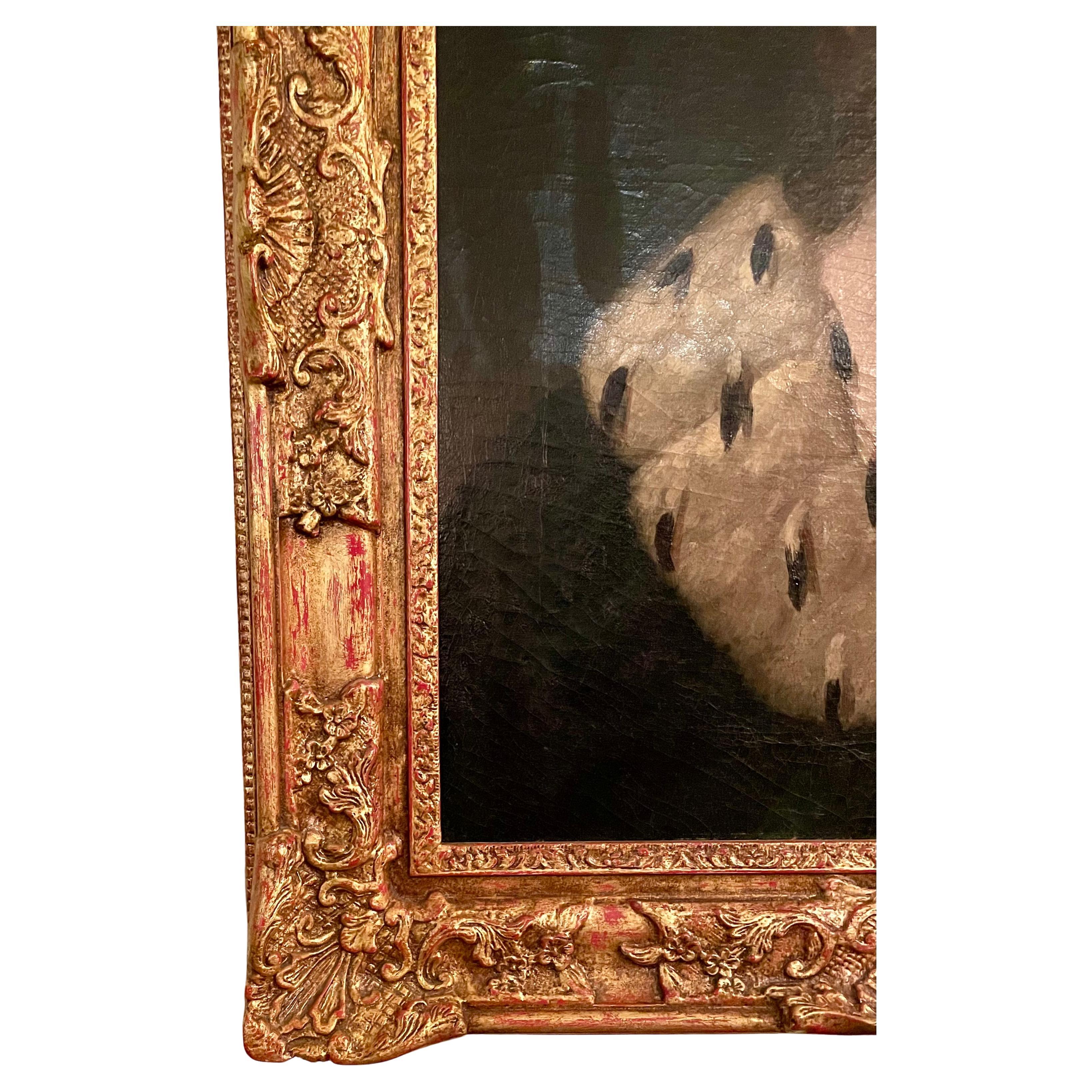 Pair Antique American Framed Oil on Canvas Portrait Paintings, Circa 1840. In Good Condition For Sale In New Orleans, LA