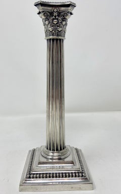 Pair Antique American "Gorham Company" Silver-Plated Doric Column Candlesticks