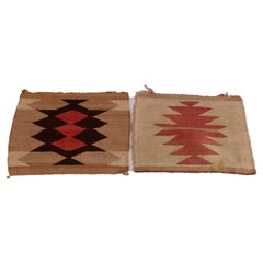 Pair Antique American Indian Southwestern Navajo Wool Rug Mats, circa 1920