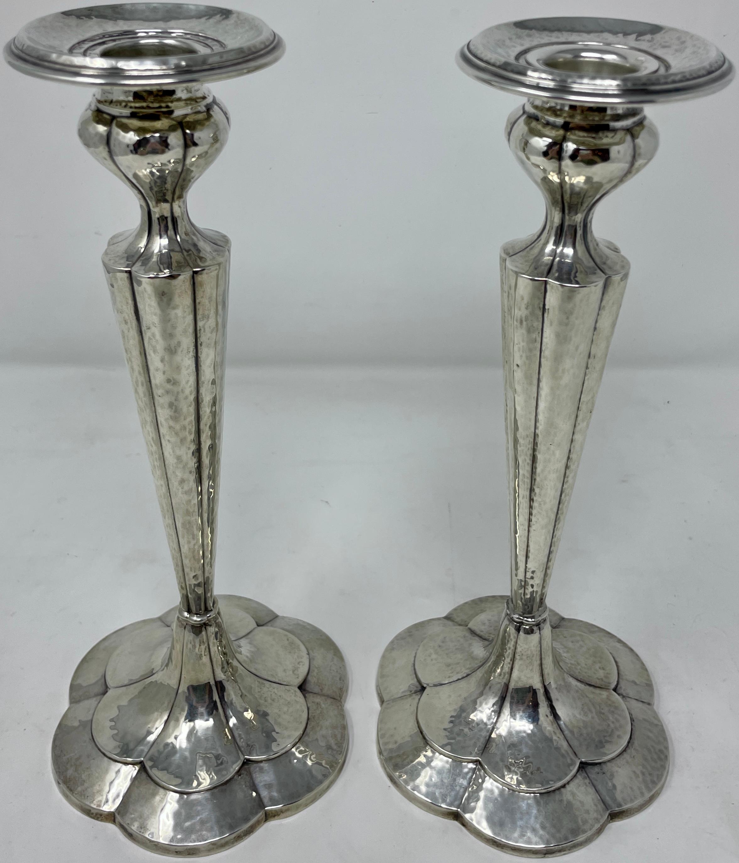 Pair Antique American J.S. & Co. Sterling Silver candlesticks, circa 1900.