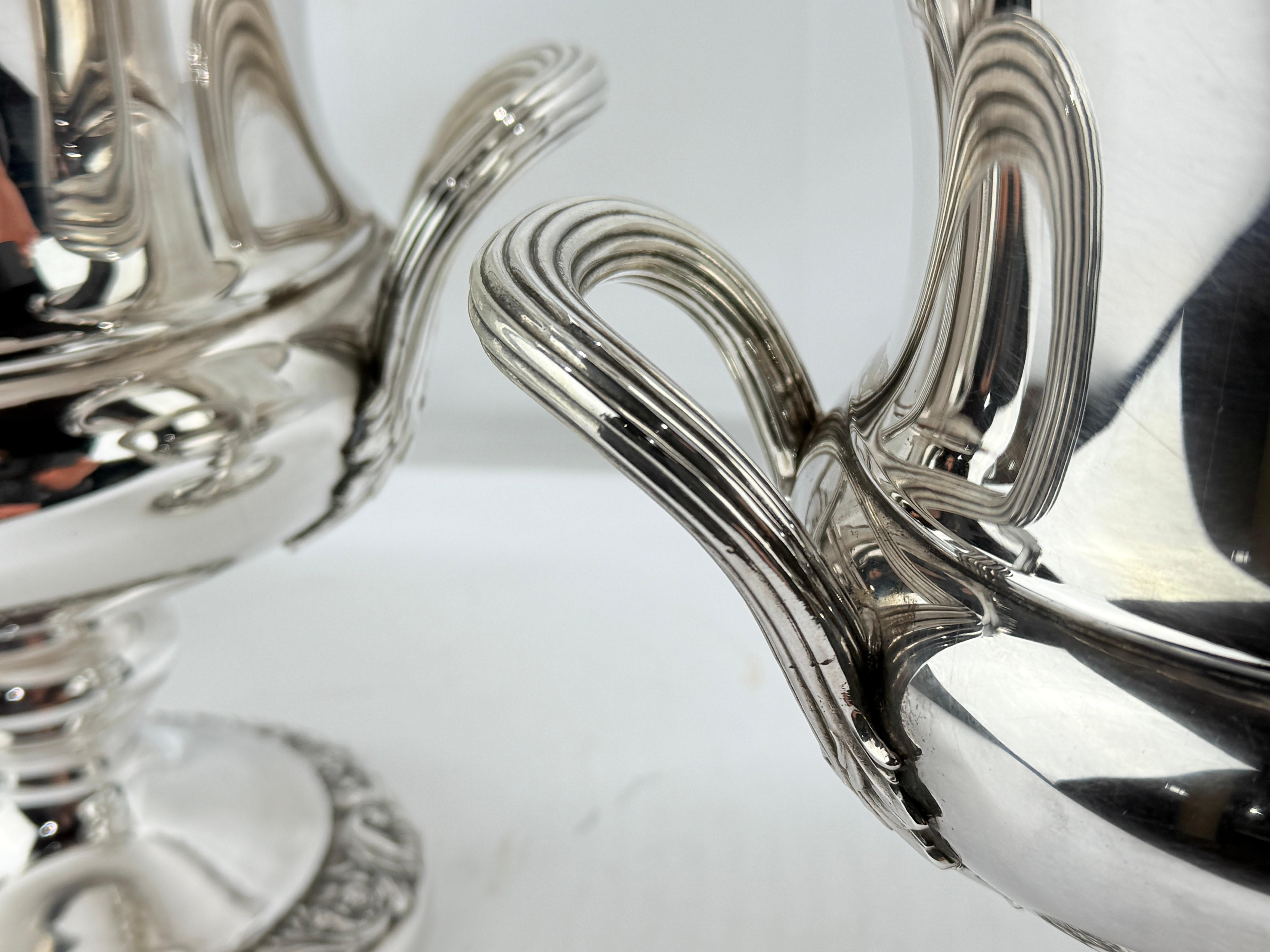 Pair, Antique American Silverplate Repousse Trophy Cup, Champagne or Ice Bucket In Good Condition In Atlanta, GA