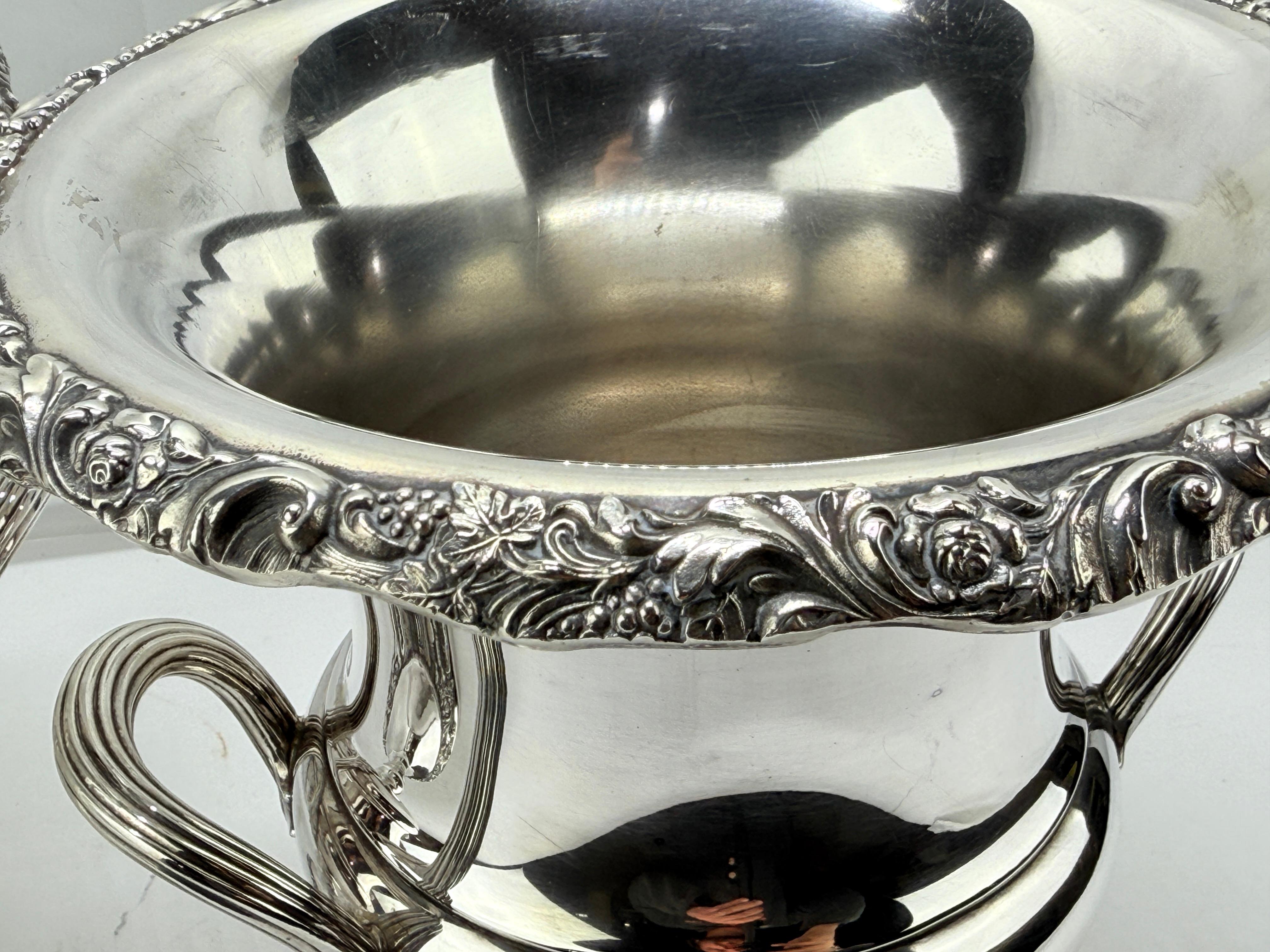 Silver Plate Pair, Antique American Silverplate Repousse Trophy Cup, Champagne or Ice Bucket