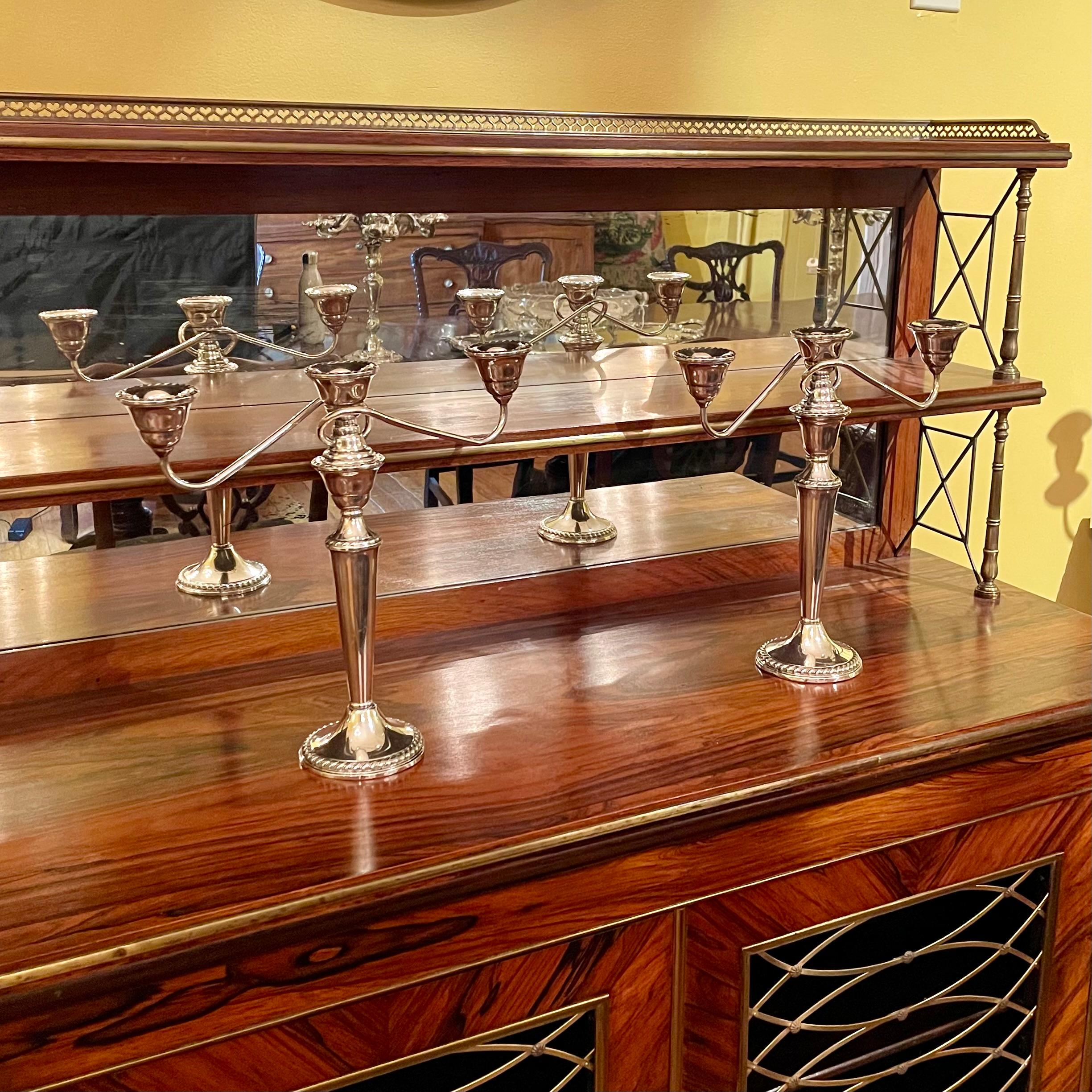 Coppia di antichi candelabri americani in argento 925 con marchio 