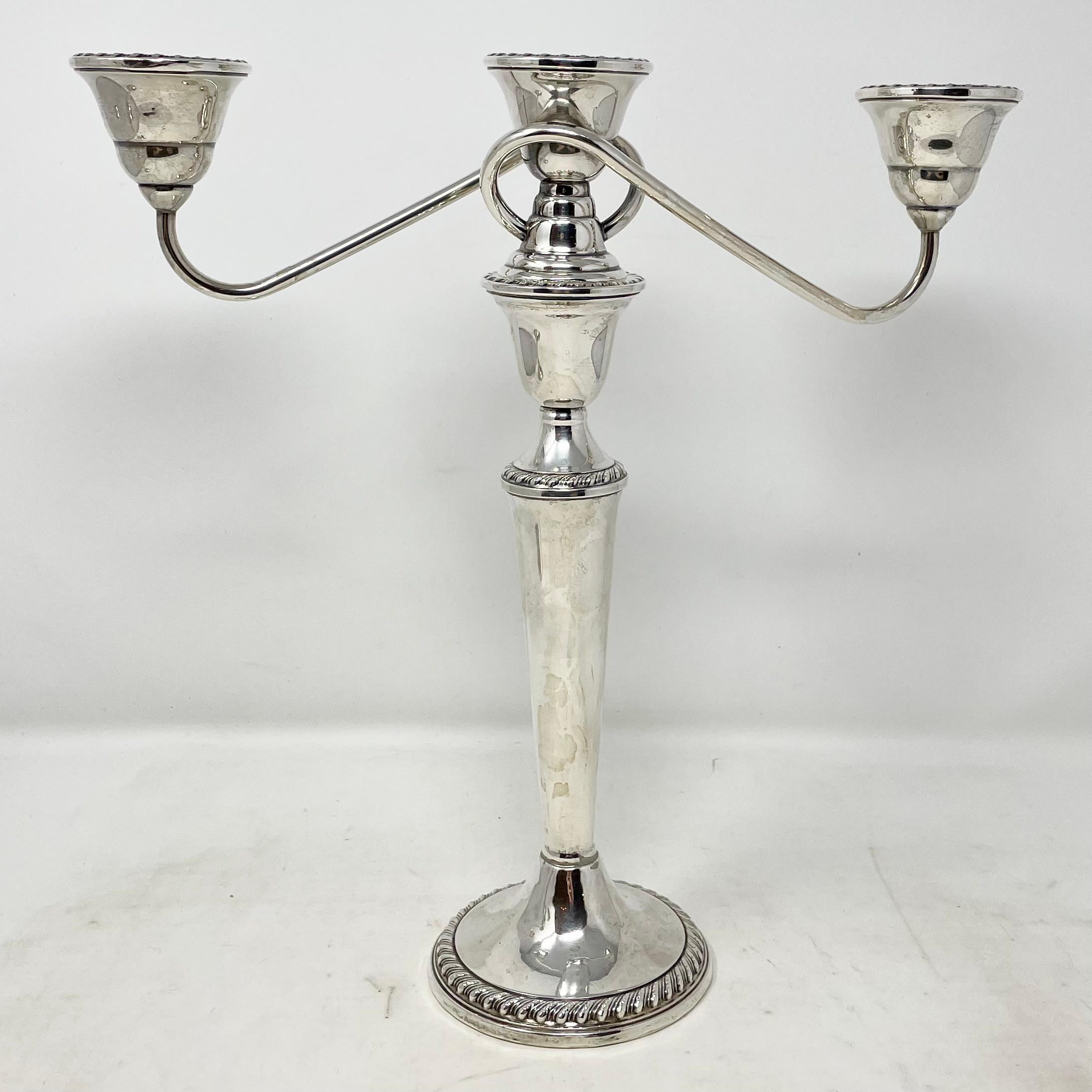 Americano Coppia di antichi candelabri americani in argento 925 con marchio 
