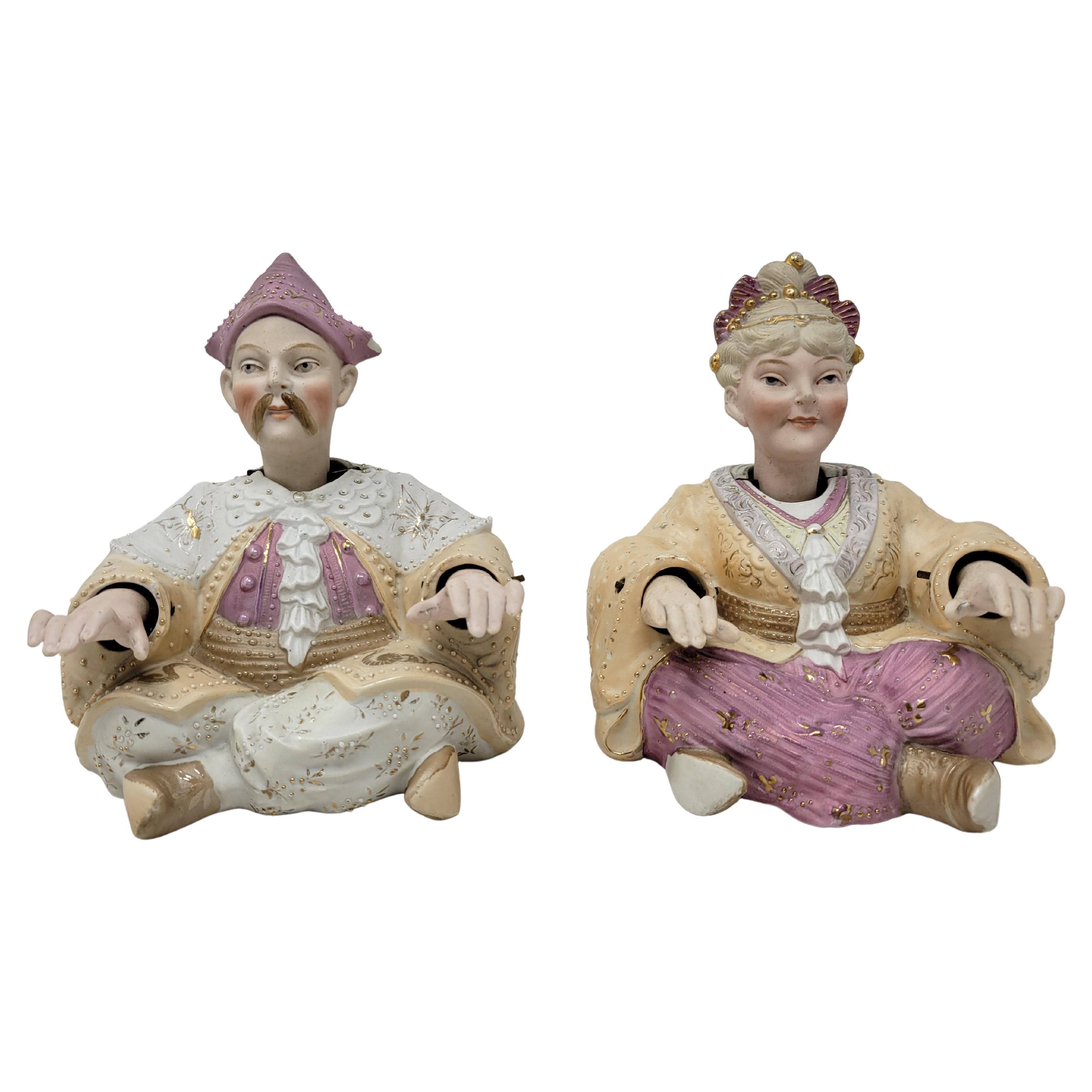 Pair of Antique Bisque "Nodders", Circa 1900-1910 For Sale