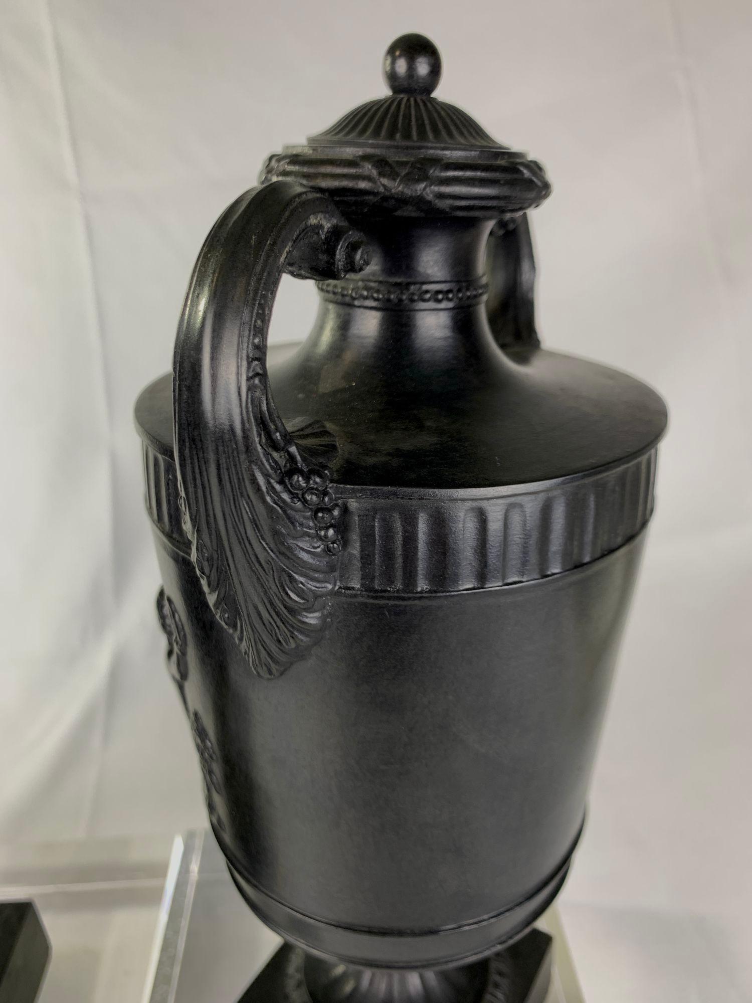 Pair Antique Wedgwood Black Basalt Vases England Late 18th Century Circa 1775 For Sale 2