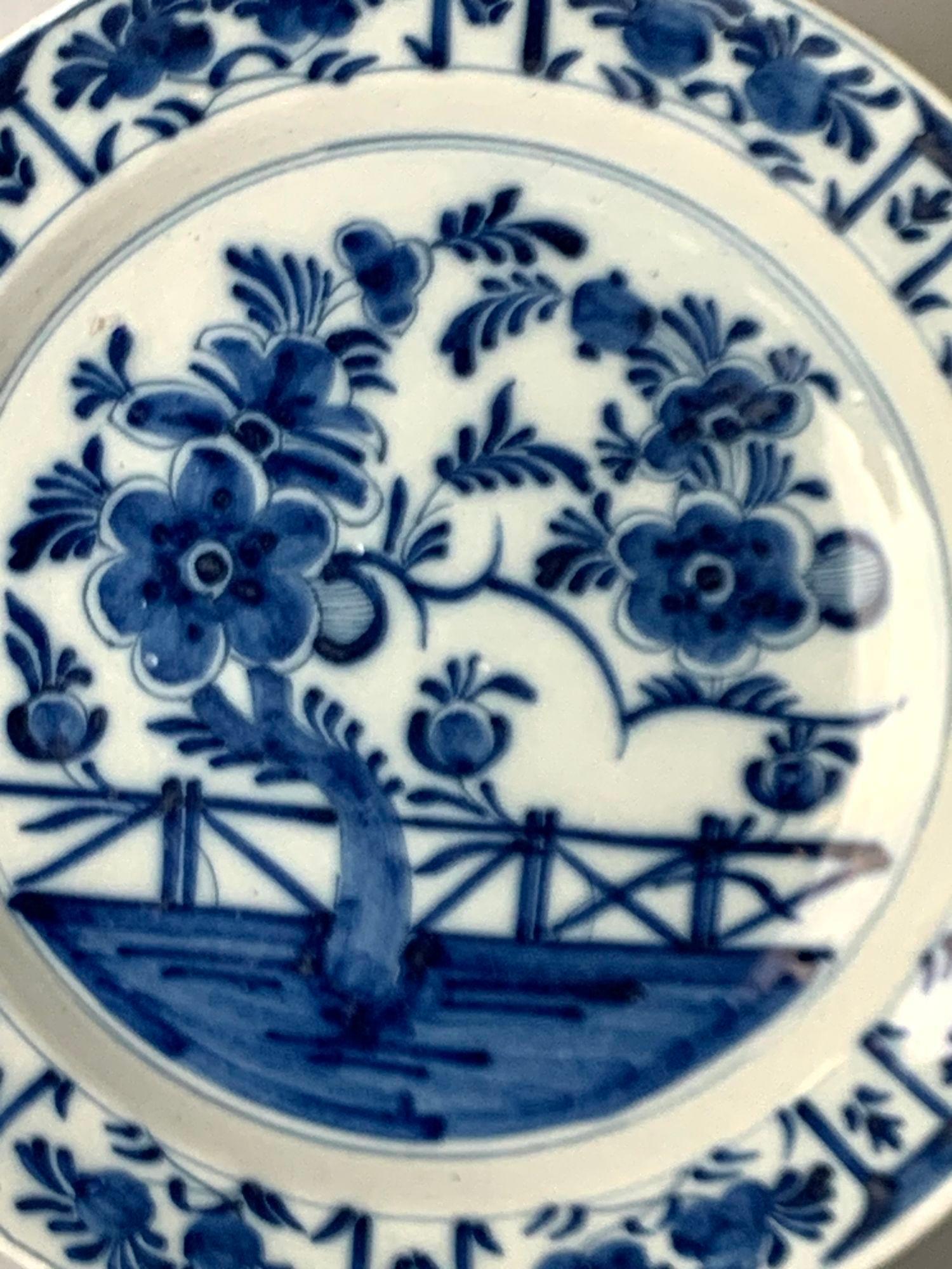 Pair Antique Blue and White Dutch Delft Chargers 18th Century Hand-Painted 1