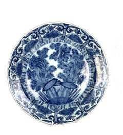 Pair Antique Blue and White Dutch Delft Charger Plates Circa 1770