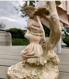 Pair Antique Blush Ivory Royal Worcester Three Branch Candelabra