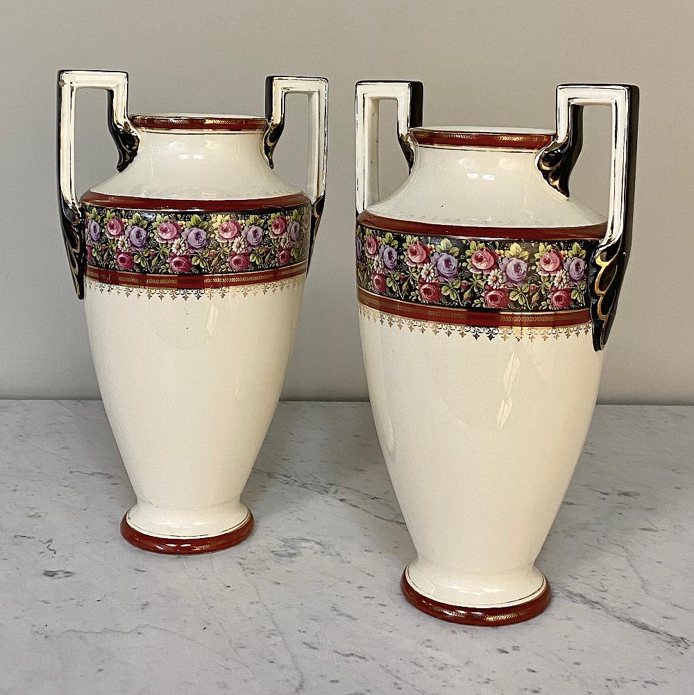 Belgian Pair Antique Boch Vases For Sale