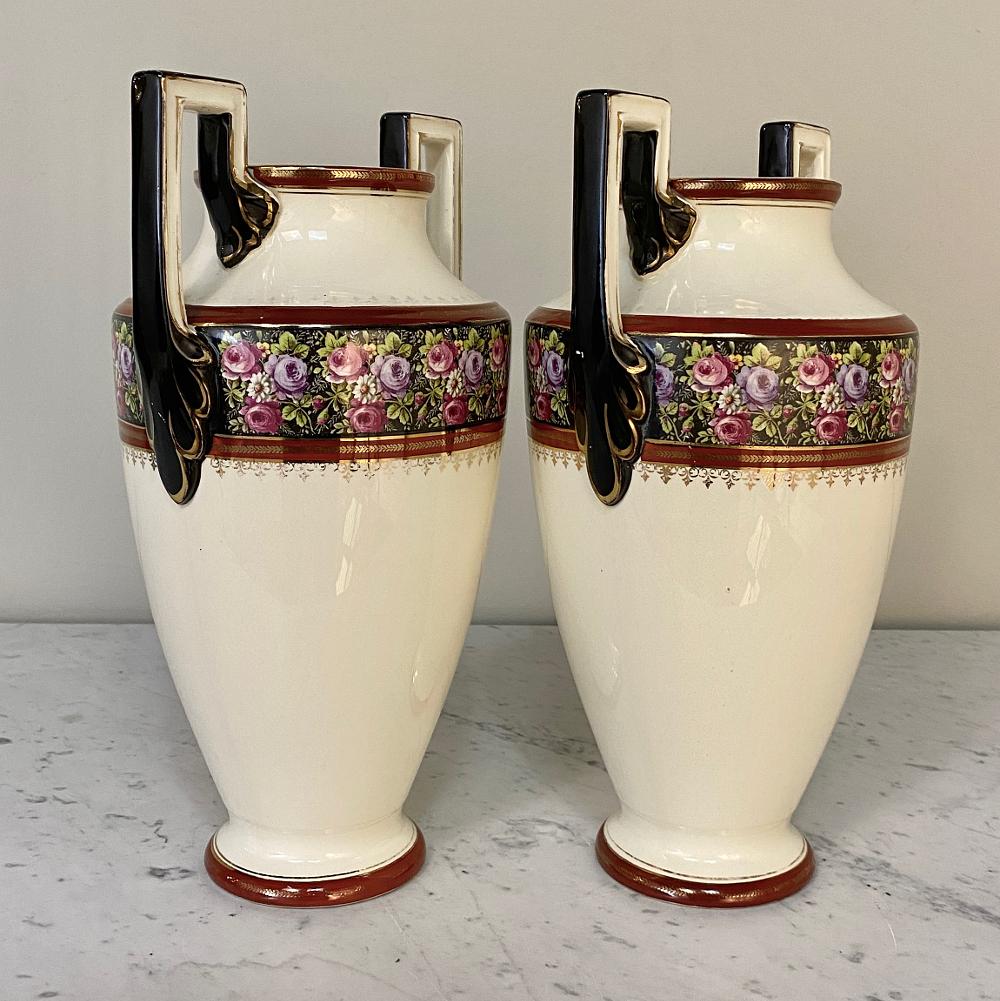 Mid-20th Century Pair Antique Boch Vases For Sale