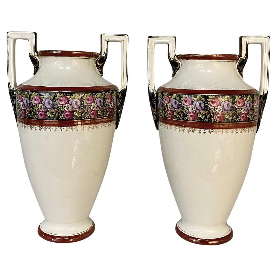 Pair Antique Boch Vases For Sale