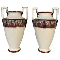 Pair Antique Boch Vases