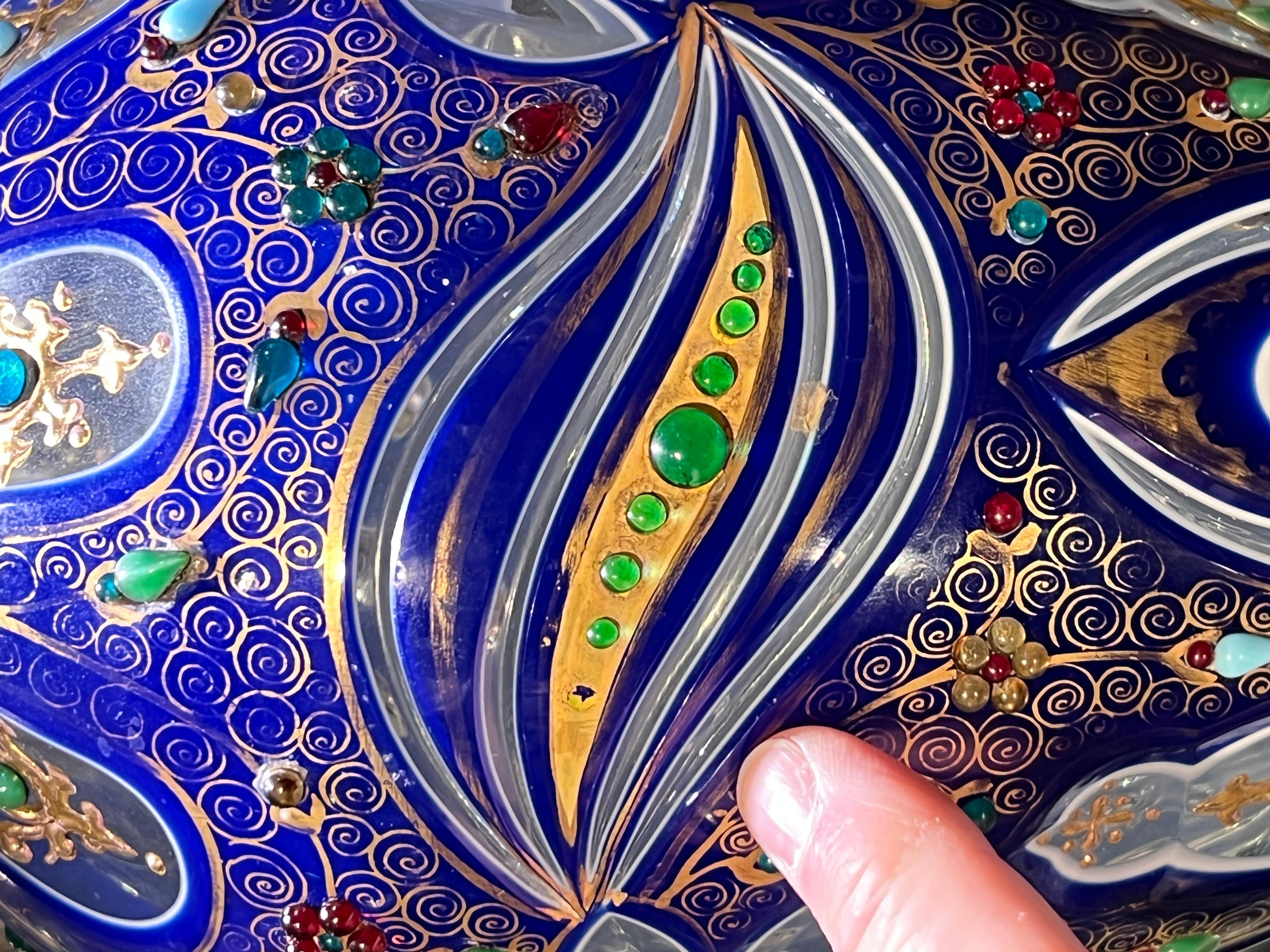 Pair Antique Bohemian Cased Glass Decanters Made for Middle Eastern Market 4