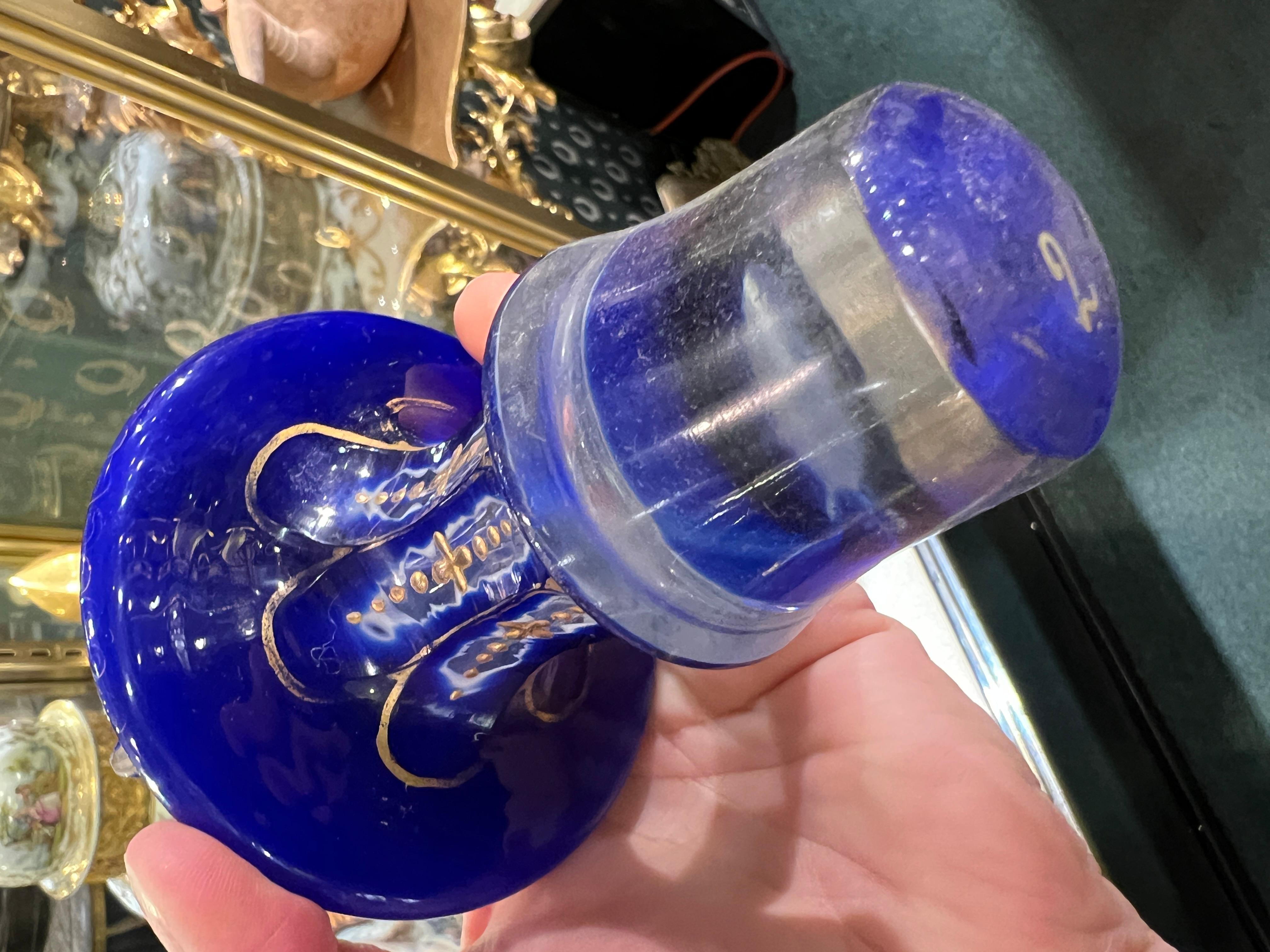 Blown Glass Pair Antique Bohemian Cased Glass Decanters Made for Middle Eastern Market