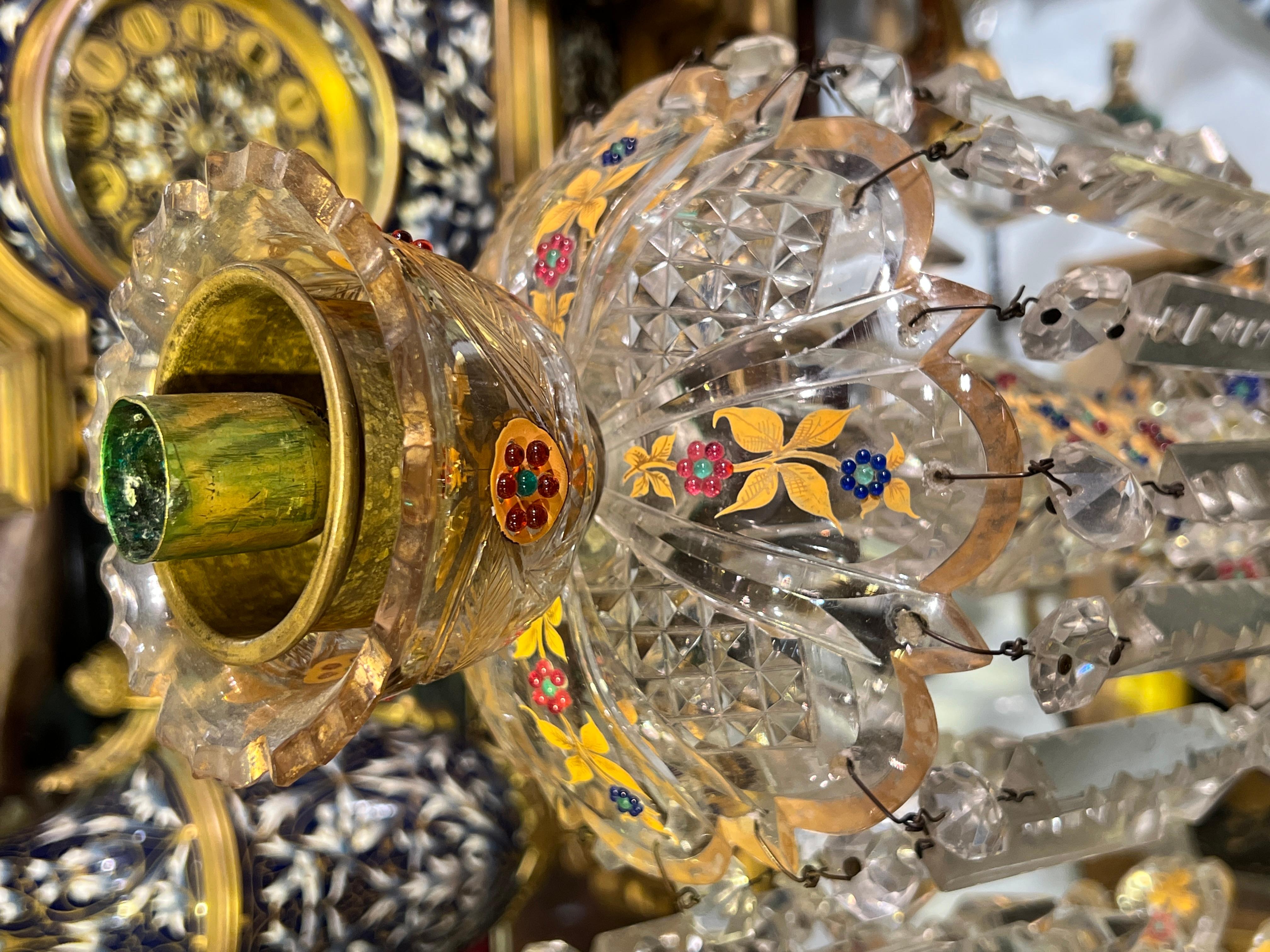 Pair Antique Bohemian Gilt Glass Lusters Made for Persian Market For Sale 3