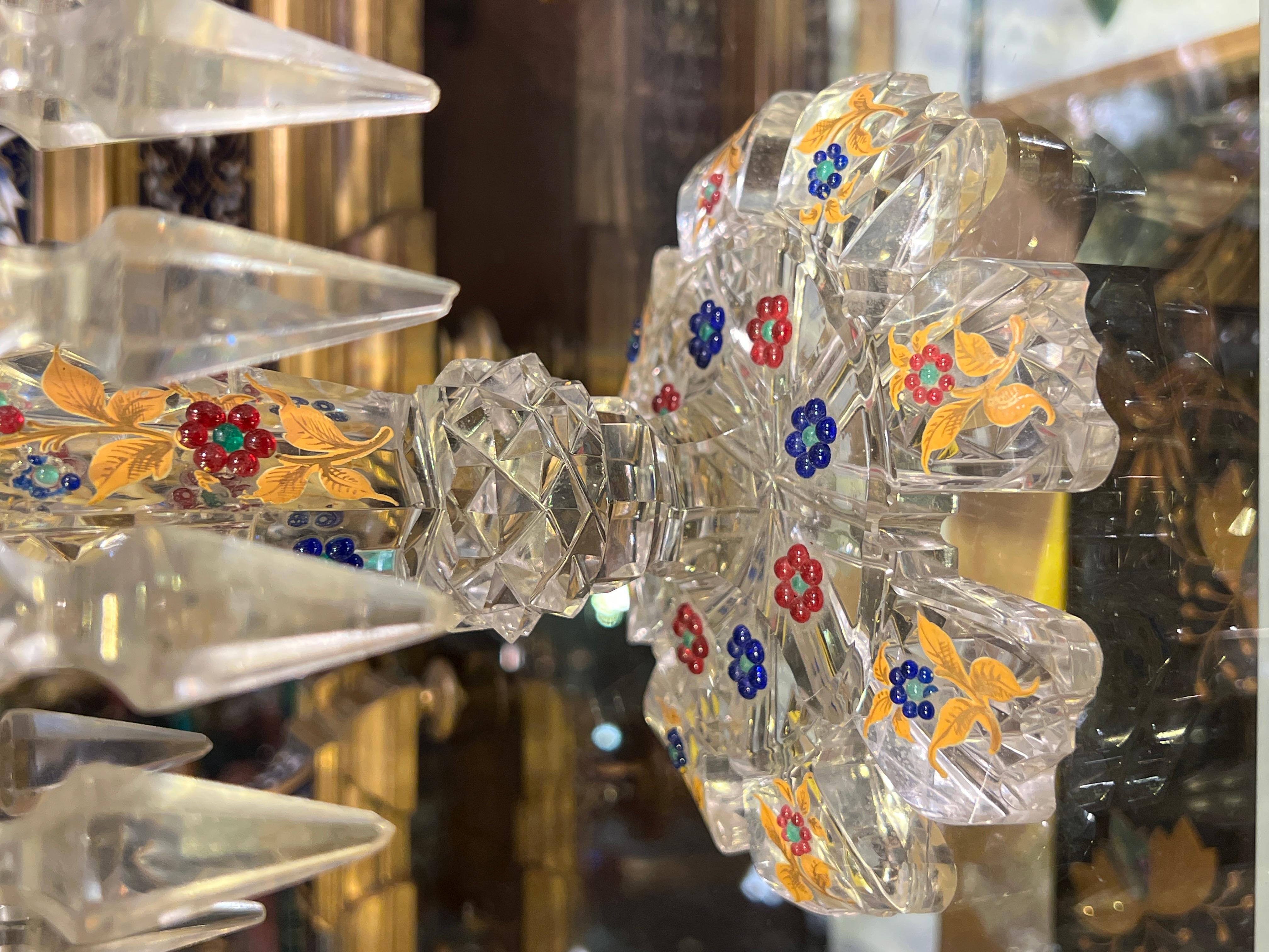 Pair Antique Bohemian Gilt Glass Lusters Made for Persian Market In Good Condition For Sale In New York, NY