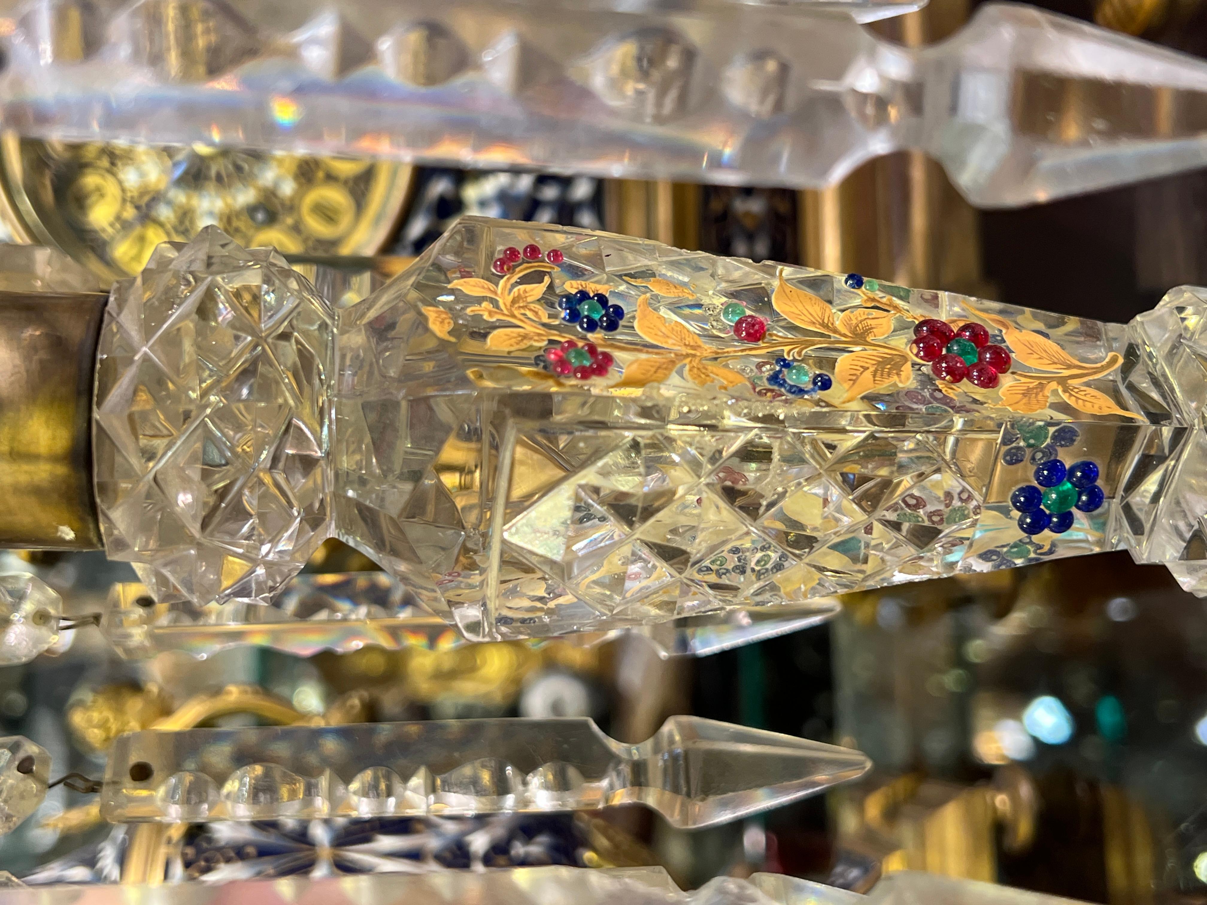 19th Century Pair Antique Bohemian Gilt Glass Lusters Made for Persian Market For Sale