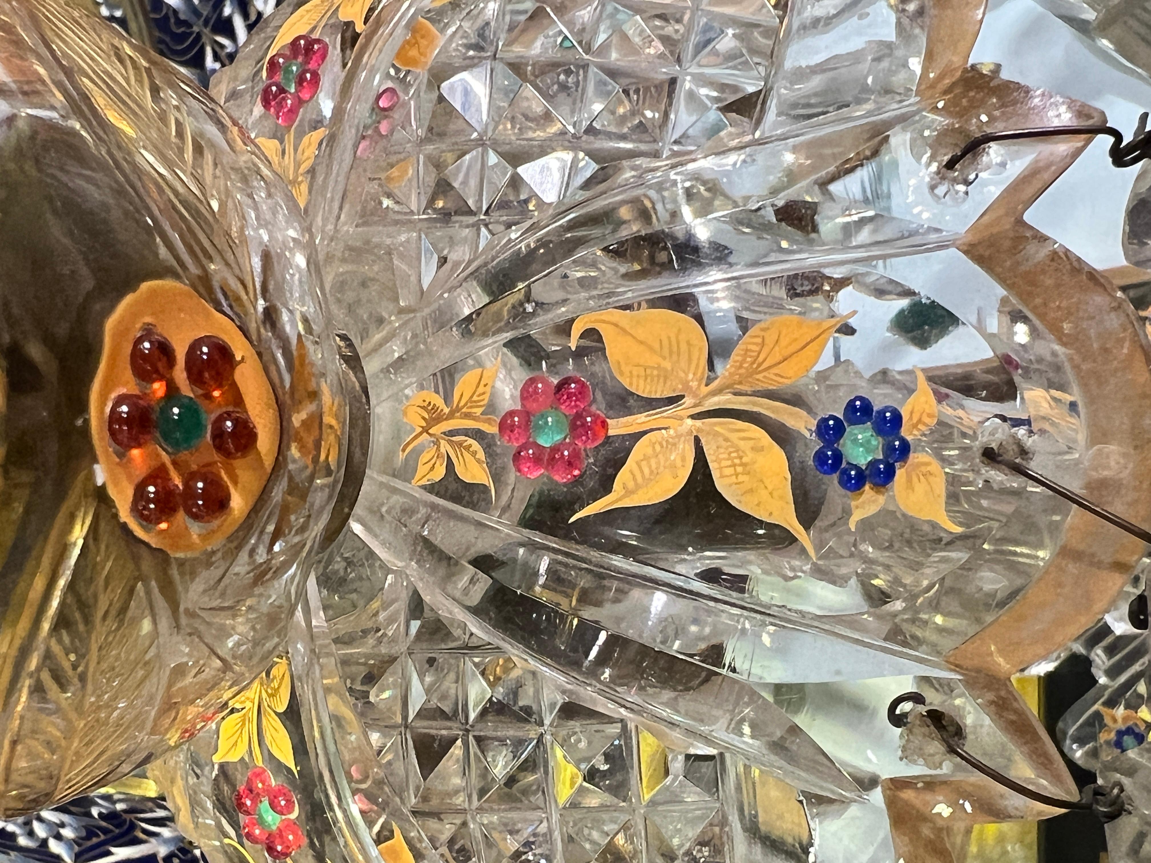 Art Glass Pair Antique Bohemian Gilt Glass Lusters Made for Persian Market For Sale