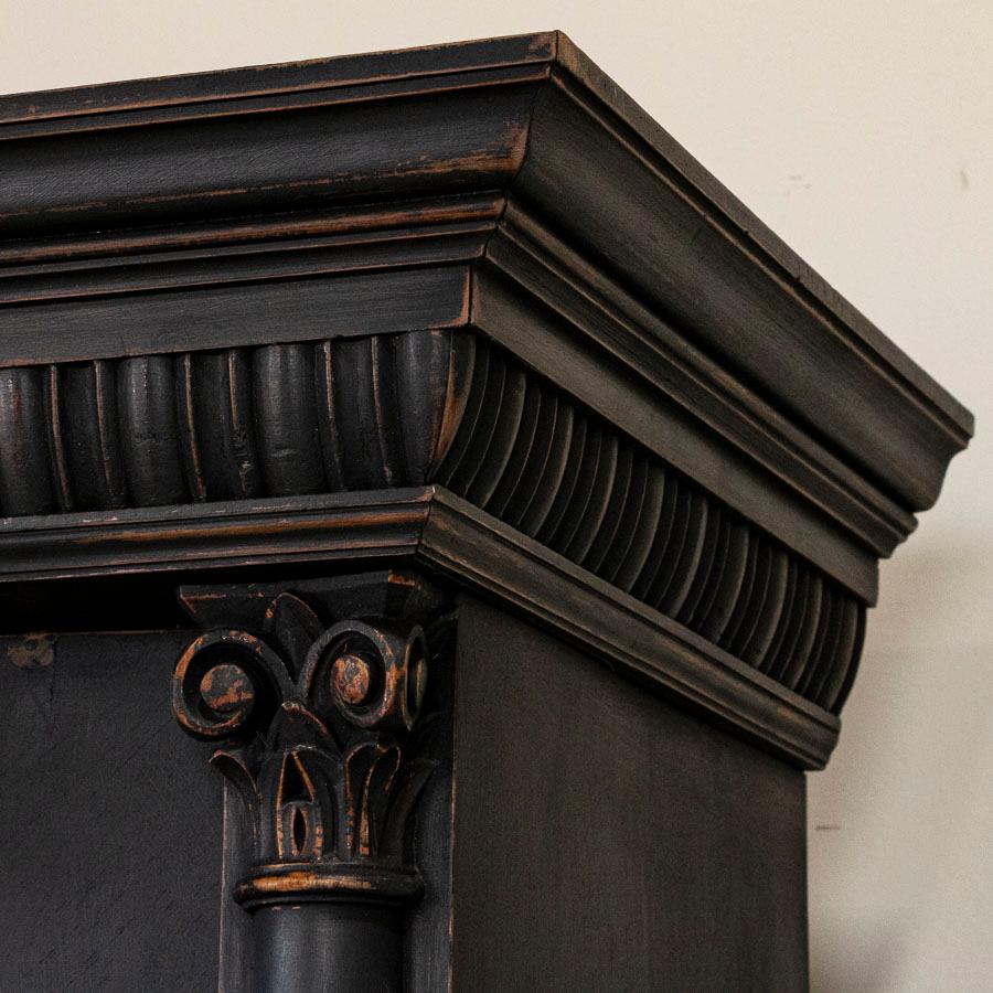 Pair, Antique Bookcase Cabinet from Sweden with Black Painted Finish and Adjusta 2