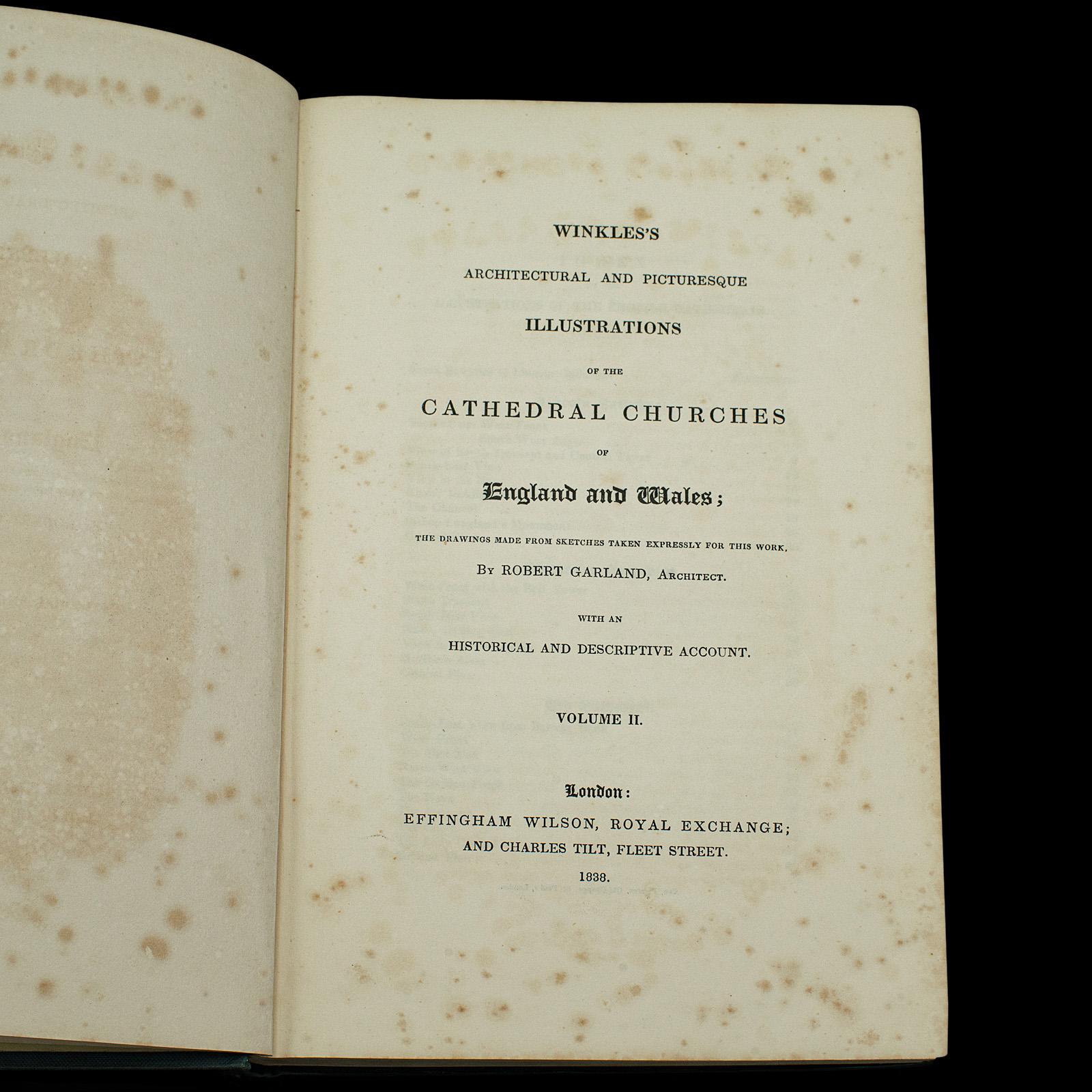 Pair Antique Books, Winkle's British Cathedrals, English, Reference, Victorian For Sale 4