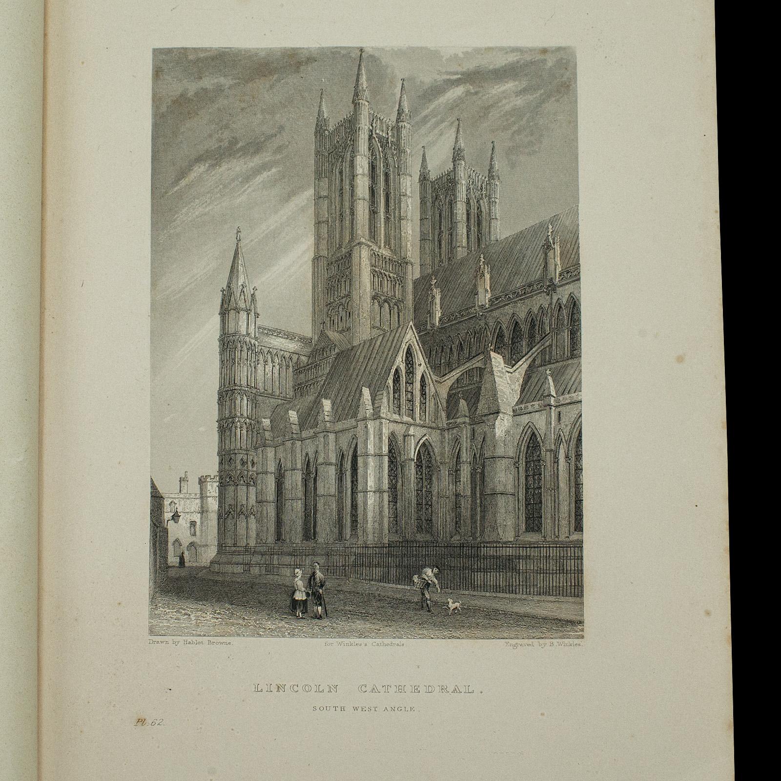 Pair Antique Books, Winkle's British Cathedrals, English, Reference, Victorian For Sale 5