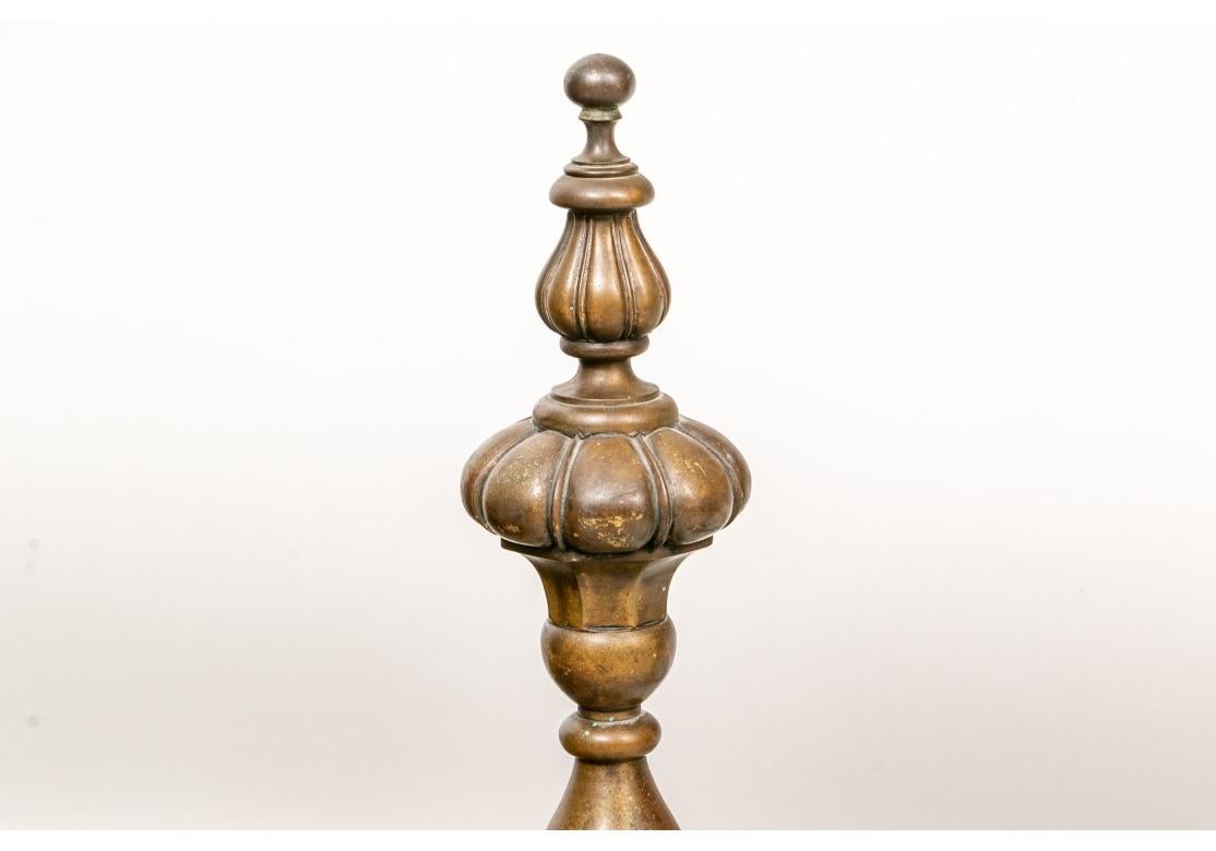 Pair Antique Brass Andirons For Sale 2