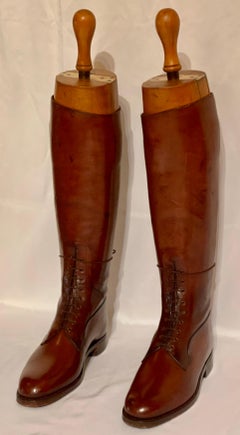 Pair of Antique British "Bespoke" Pristine Leather Field Boots, circa 1930s