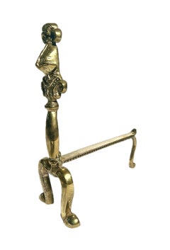 Pair Antique British Victorian Brass "Fire Dogs" or Andirons, Circa 1890's.