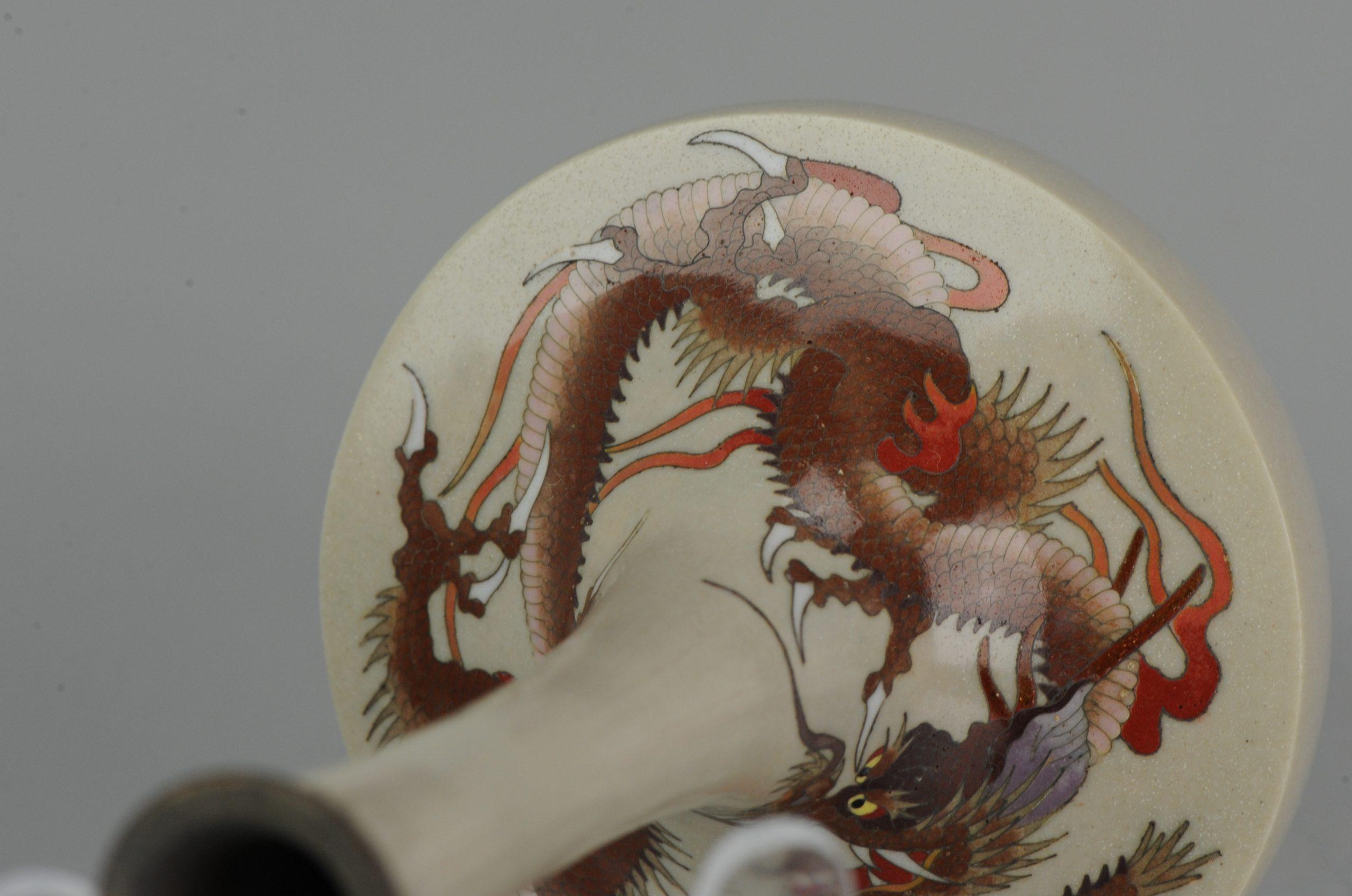 Pair Antique Bronze Dragon Vases Cloisonné Japan 19th c Edo or Meiji 10