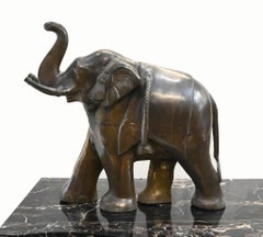 Pair Antique Bronze Indian Elephants 1930