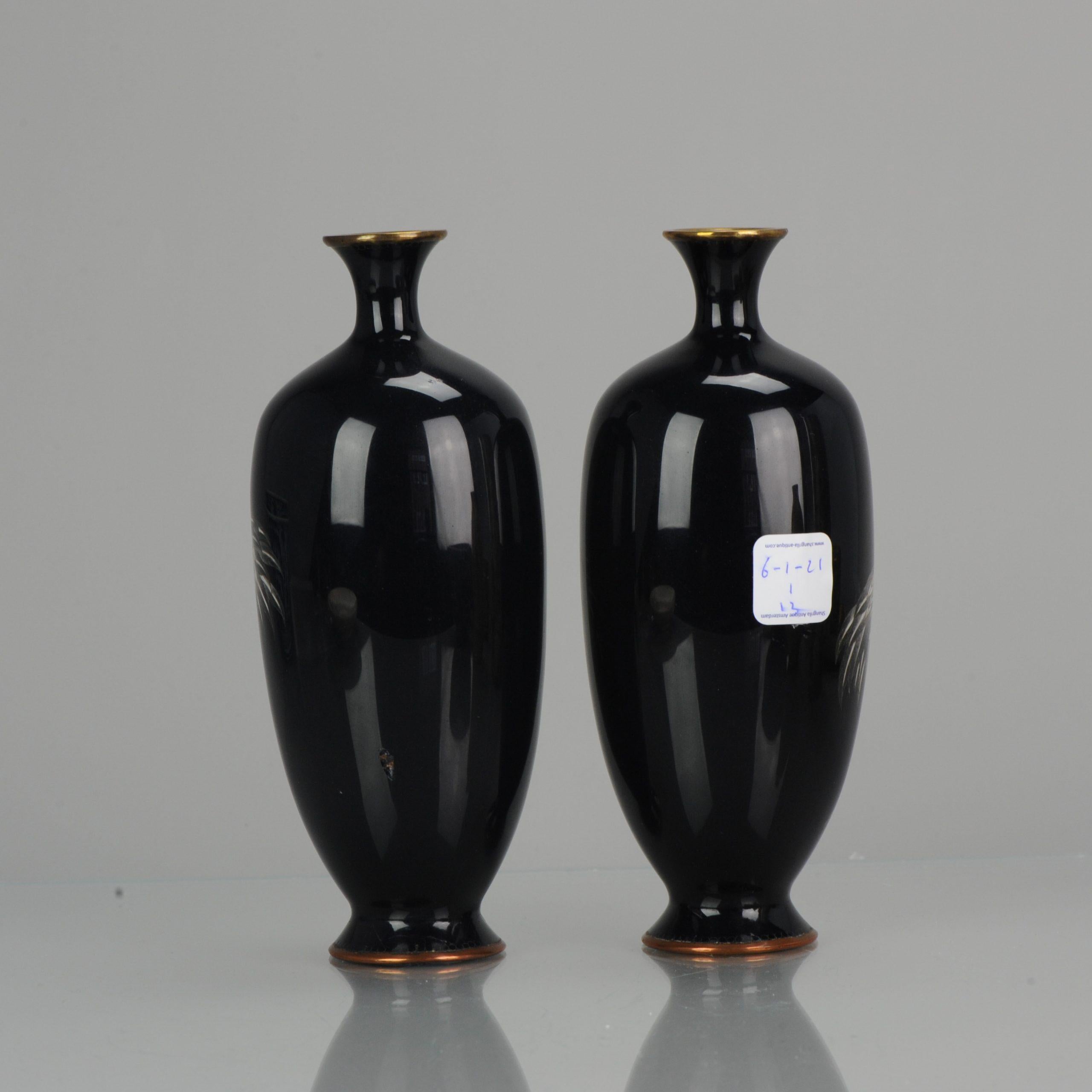 Pair of Antique Bronze Vases Cloisonné Hayashi Chuzo of Aichi Japan Meiji In Good Condition For Sale In Amsterdam, Noord Holland