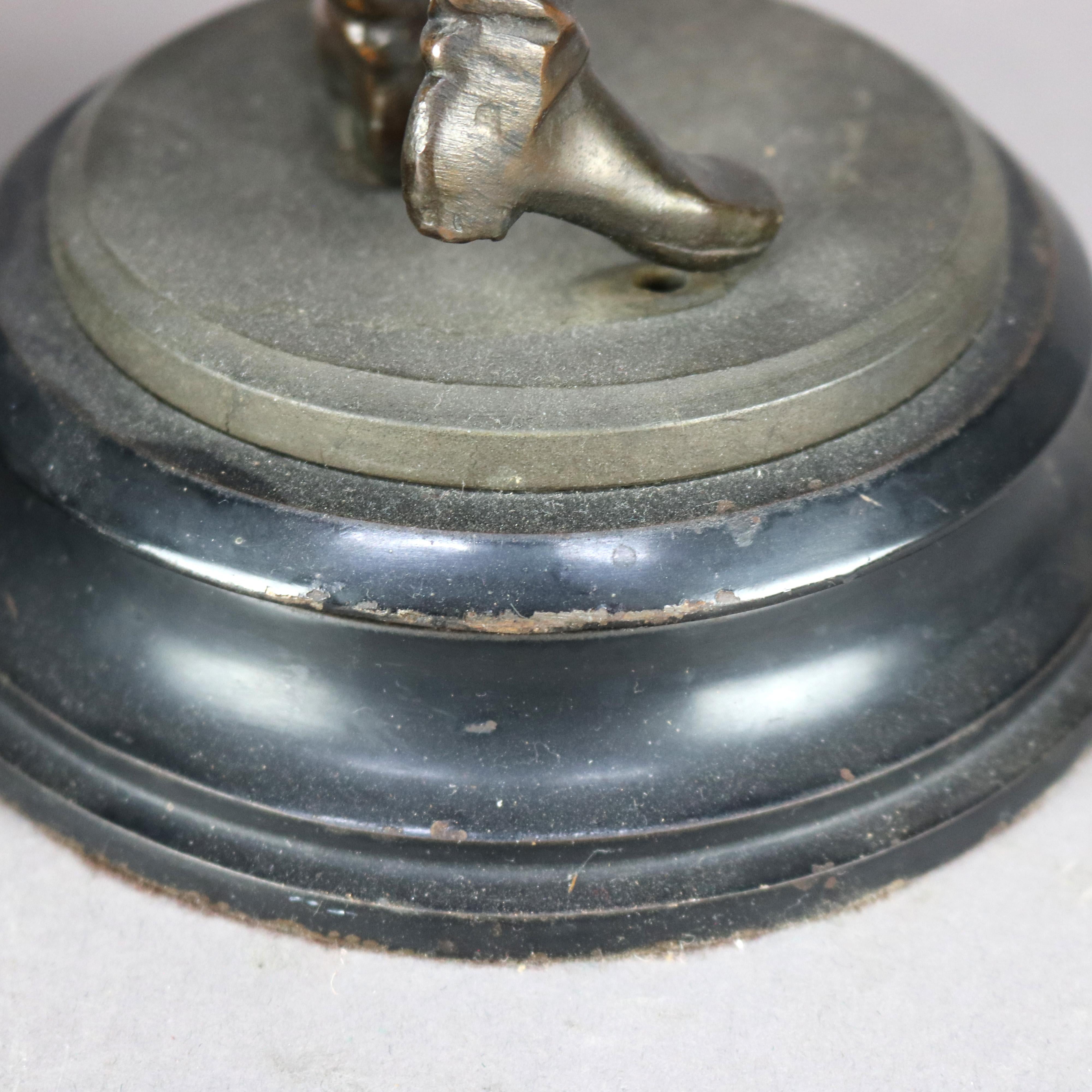 Pair Antique Bronzed Metal Renaissance Statues, Falconer & The Hunt, c1890 11