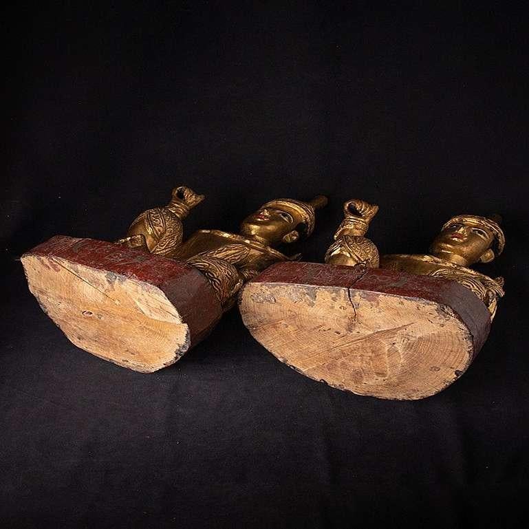 Pair Antique Burmese Nat Statues from Burma For Sale 15