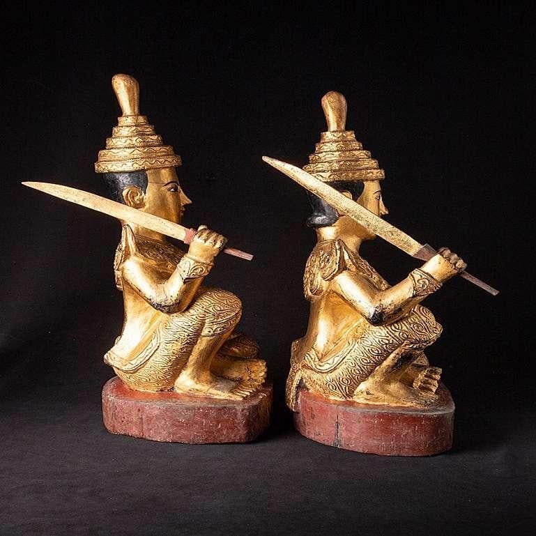 Pair Antique Burmese Nat Statues from Burma For Sale 1