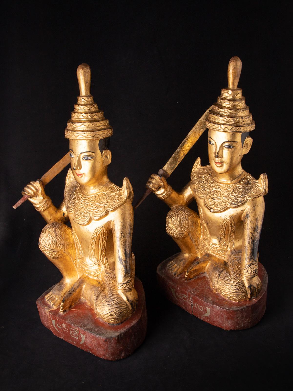 Pair Antique Burmese Nat Statues from Burma For Sale 2
