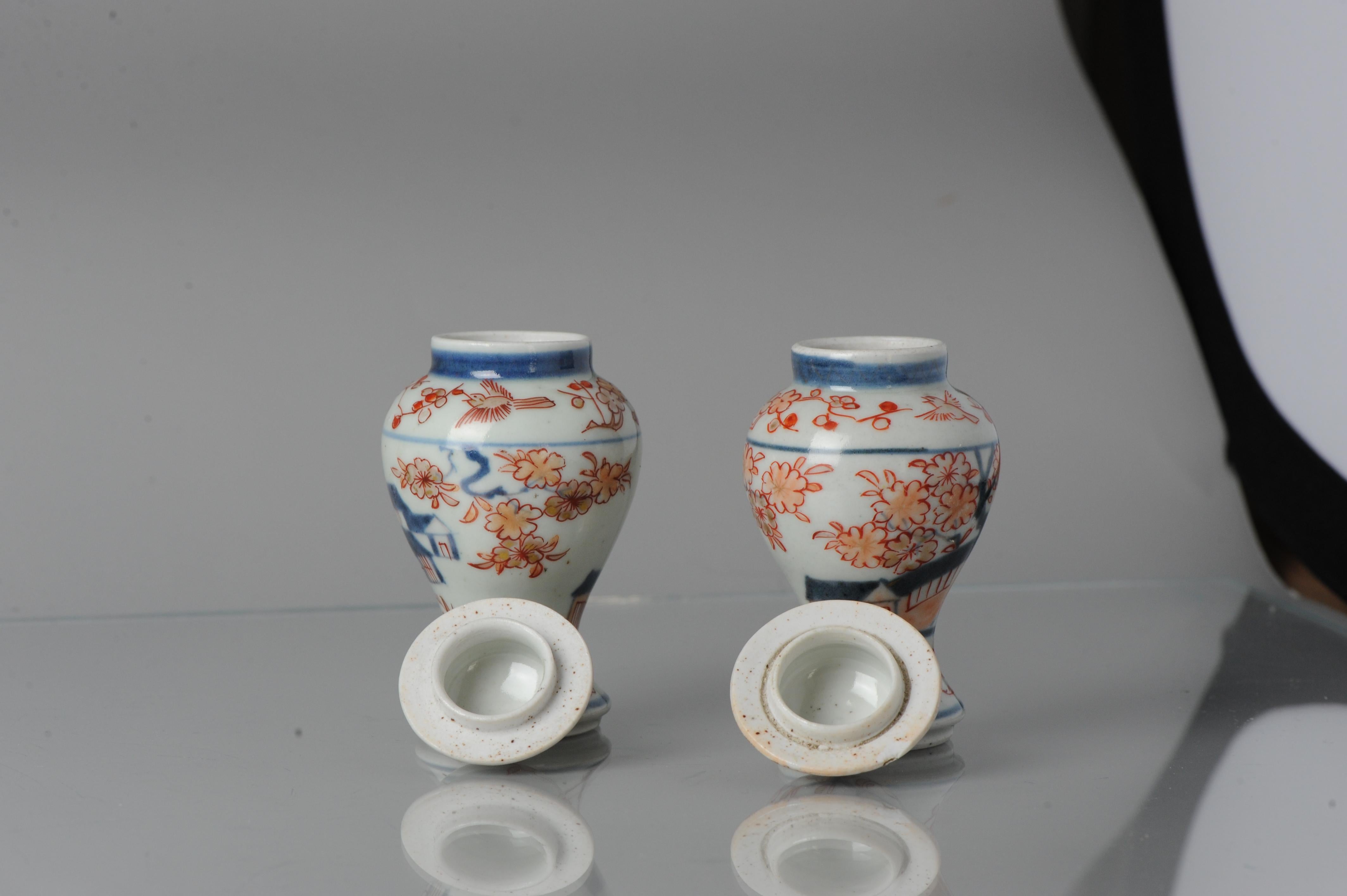  Pair Antique Ca 1680-1720 Japanese Imari Porcelain Vases Arita Edo Japan For Sale 6