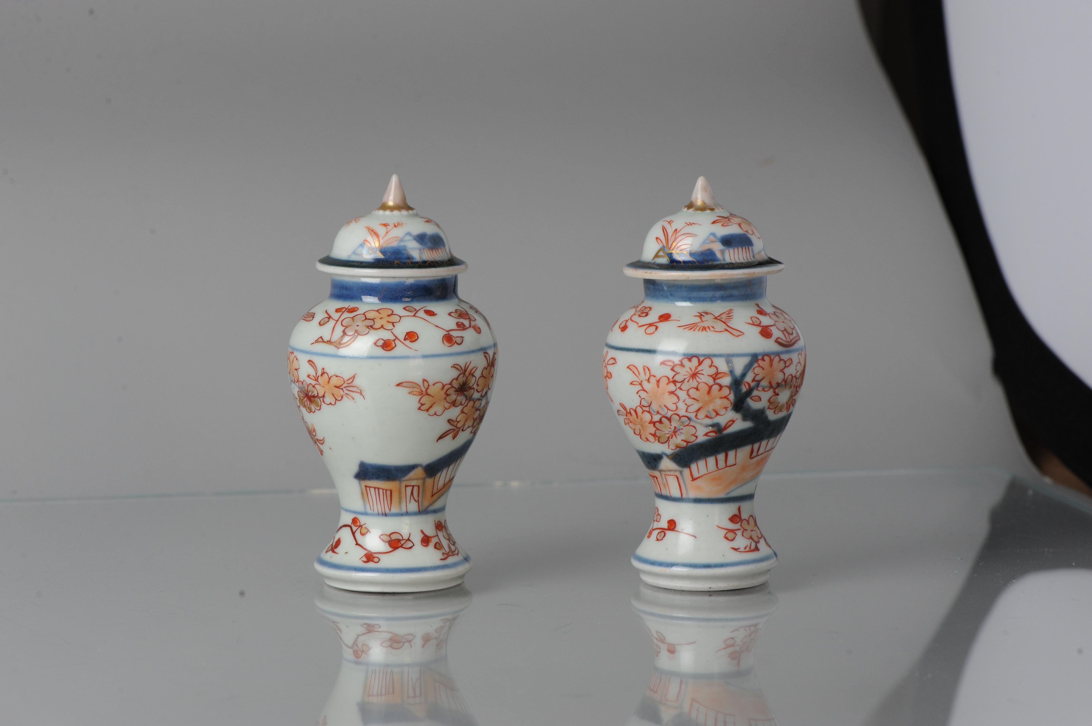 18th Century and Earlier  Pair Antique Ca 1680-1720 Japanese Imari Porcelain Vases Arita Edo Japan For Sale