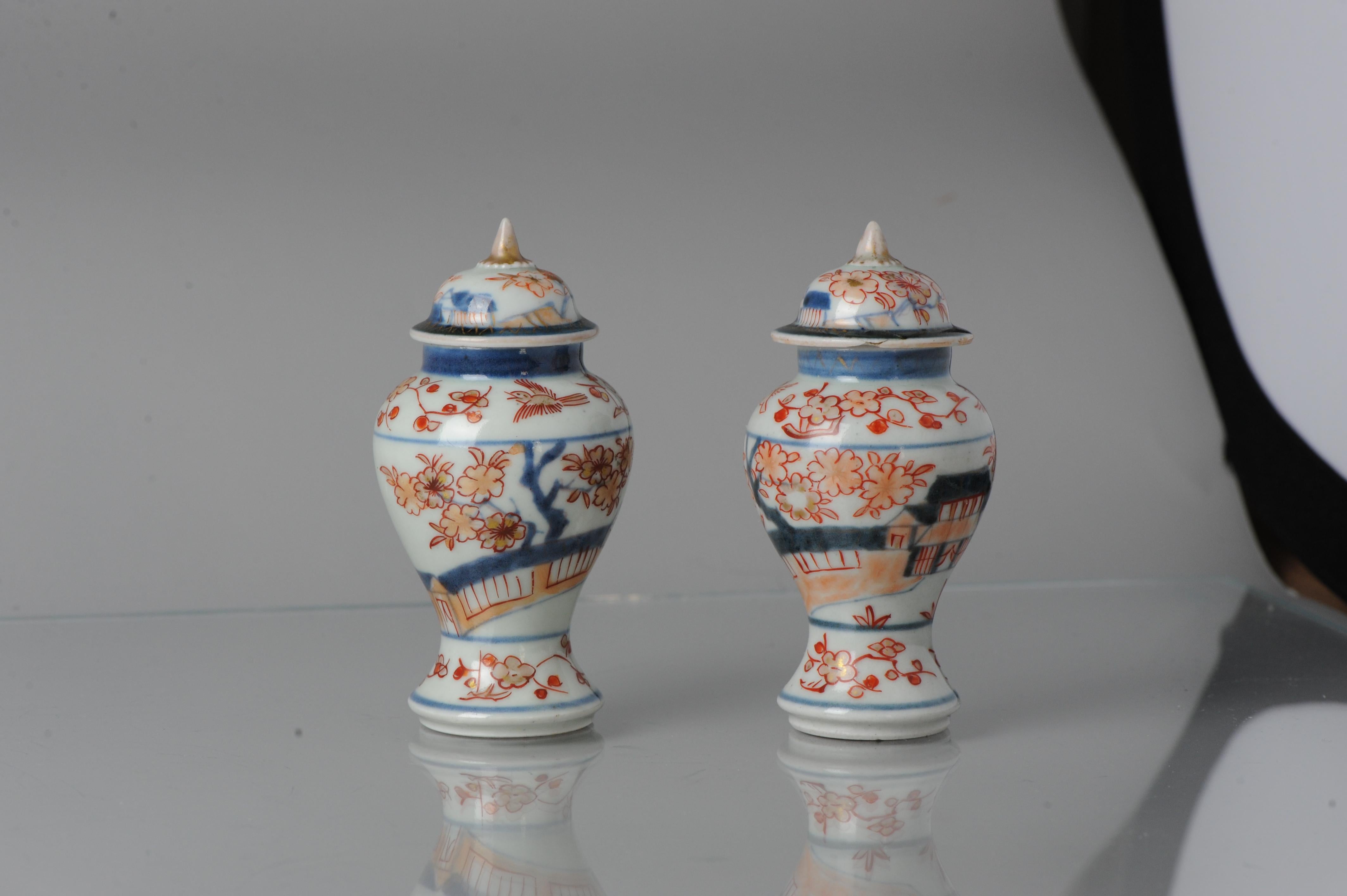Pair Antique Ca 1680-1720 Japanese Imari Porcelain Vases Arita Edo Japan 1