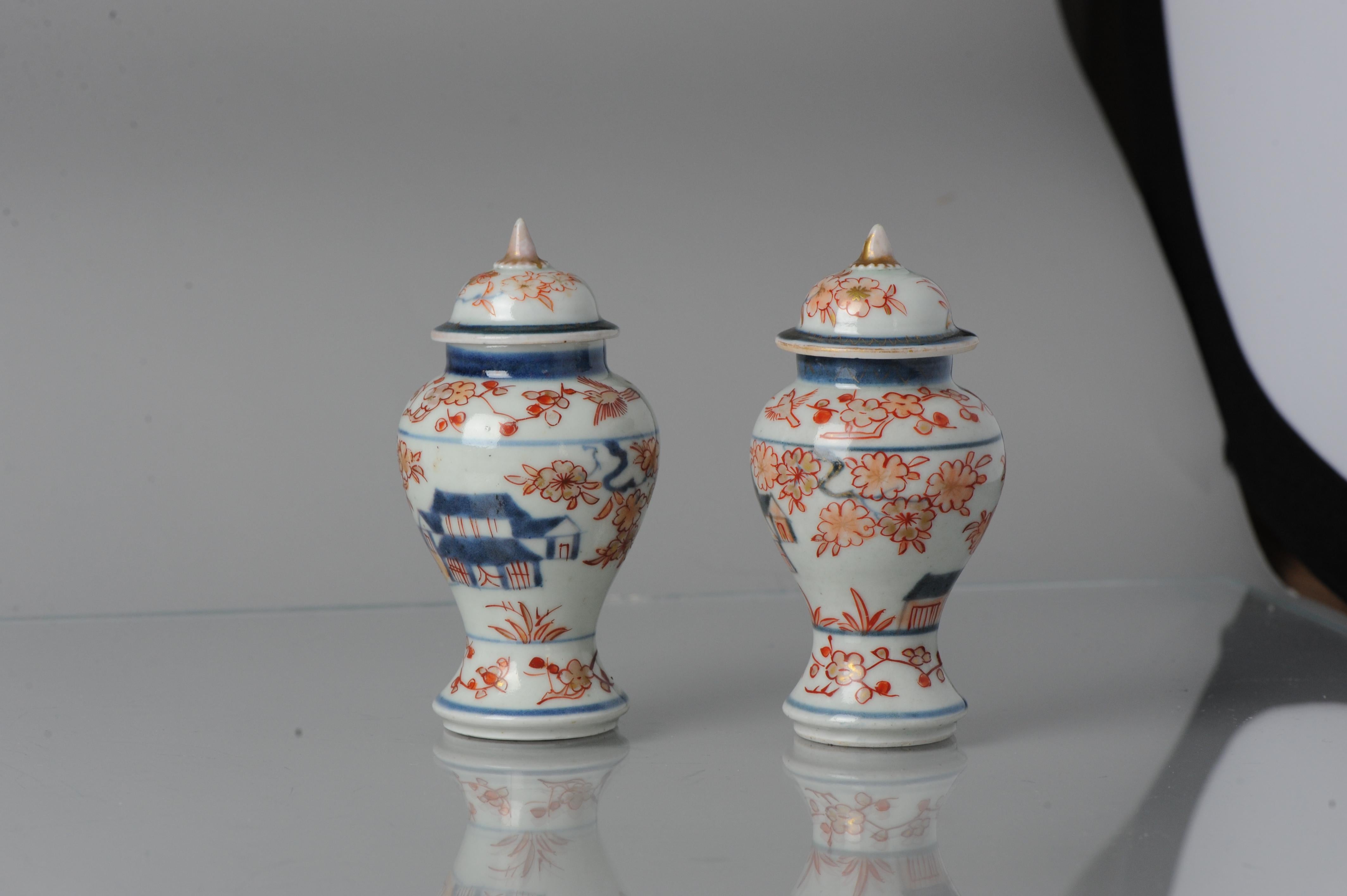 Pair Antique Ca 1680-1720 Japanese Imari Porcelain Vases Arita Edo Japan 3