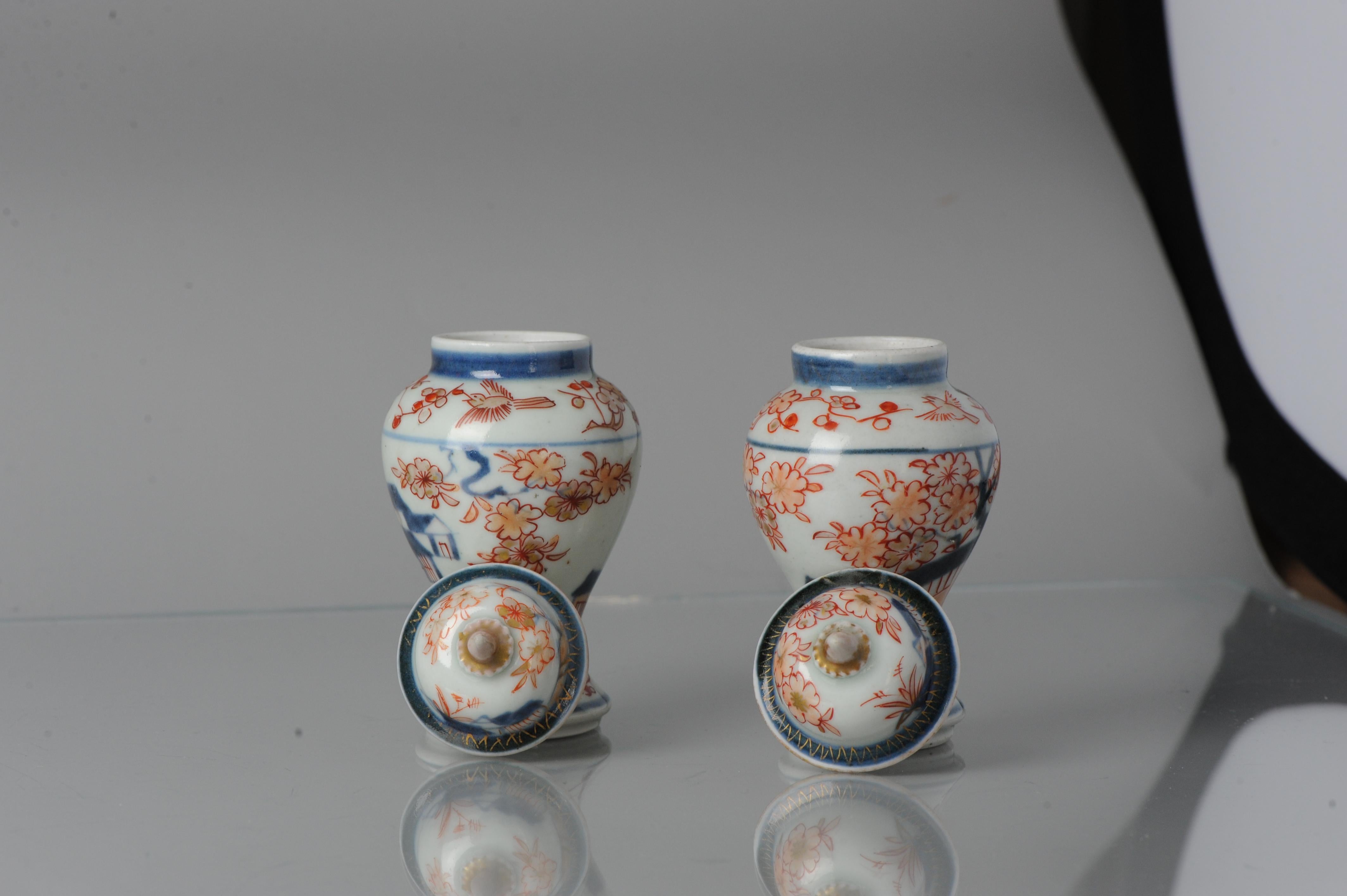 Pair Antique Ca 1680-1720 Japanese Imari Porcelain Vases Arita Edo Japan 5