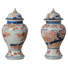  Pair Antique Ca 1680-1720 Japanese Imari Porcelain Vases Arita Edo Japan