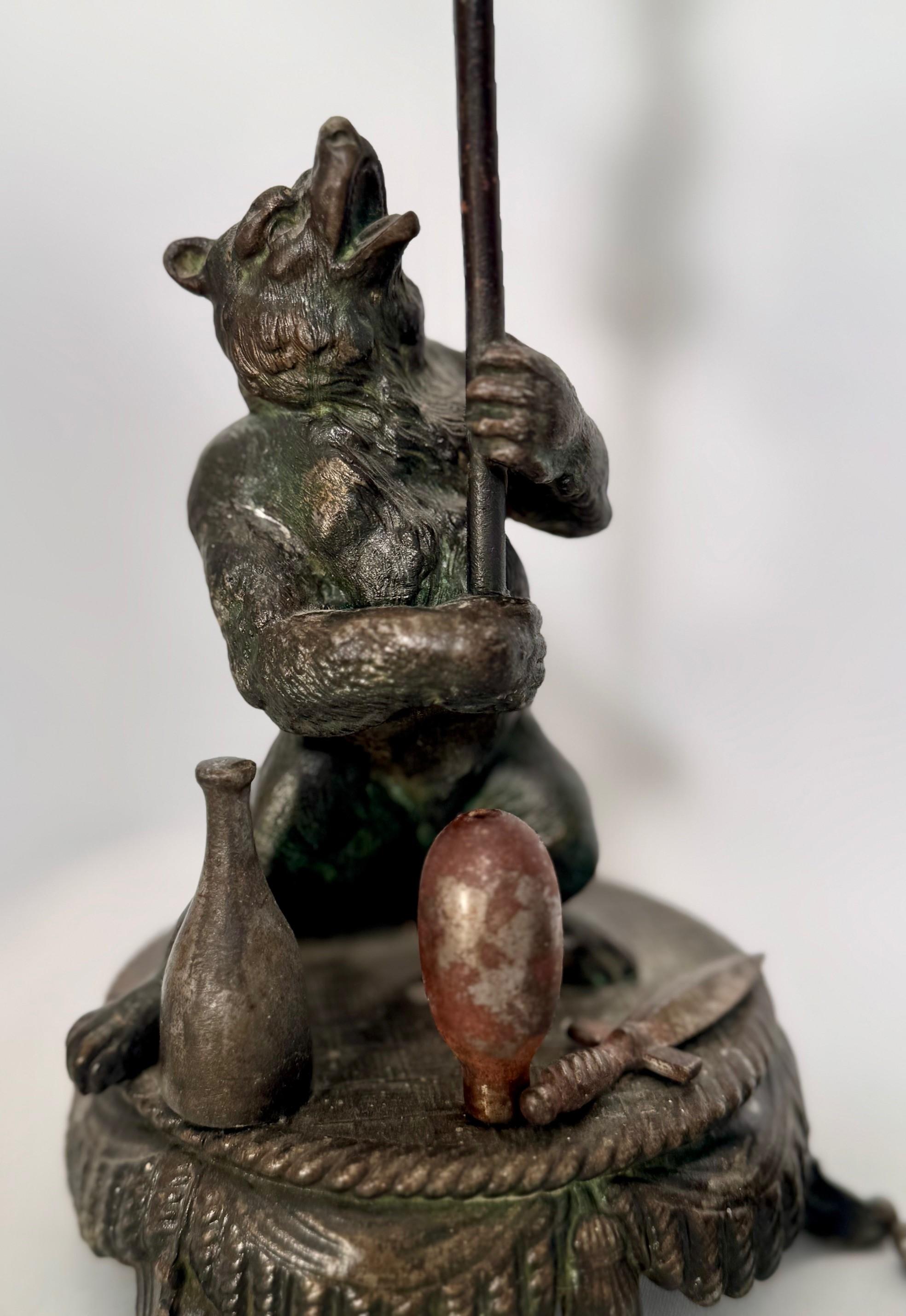 20th Century Pair Antique Candlesticks modelled as Performing Bears For Sale
