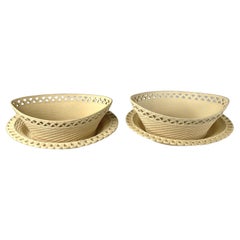 Pair Antique Caneware Baskets and Stands England Circa 1815