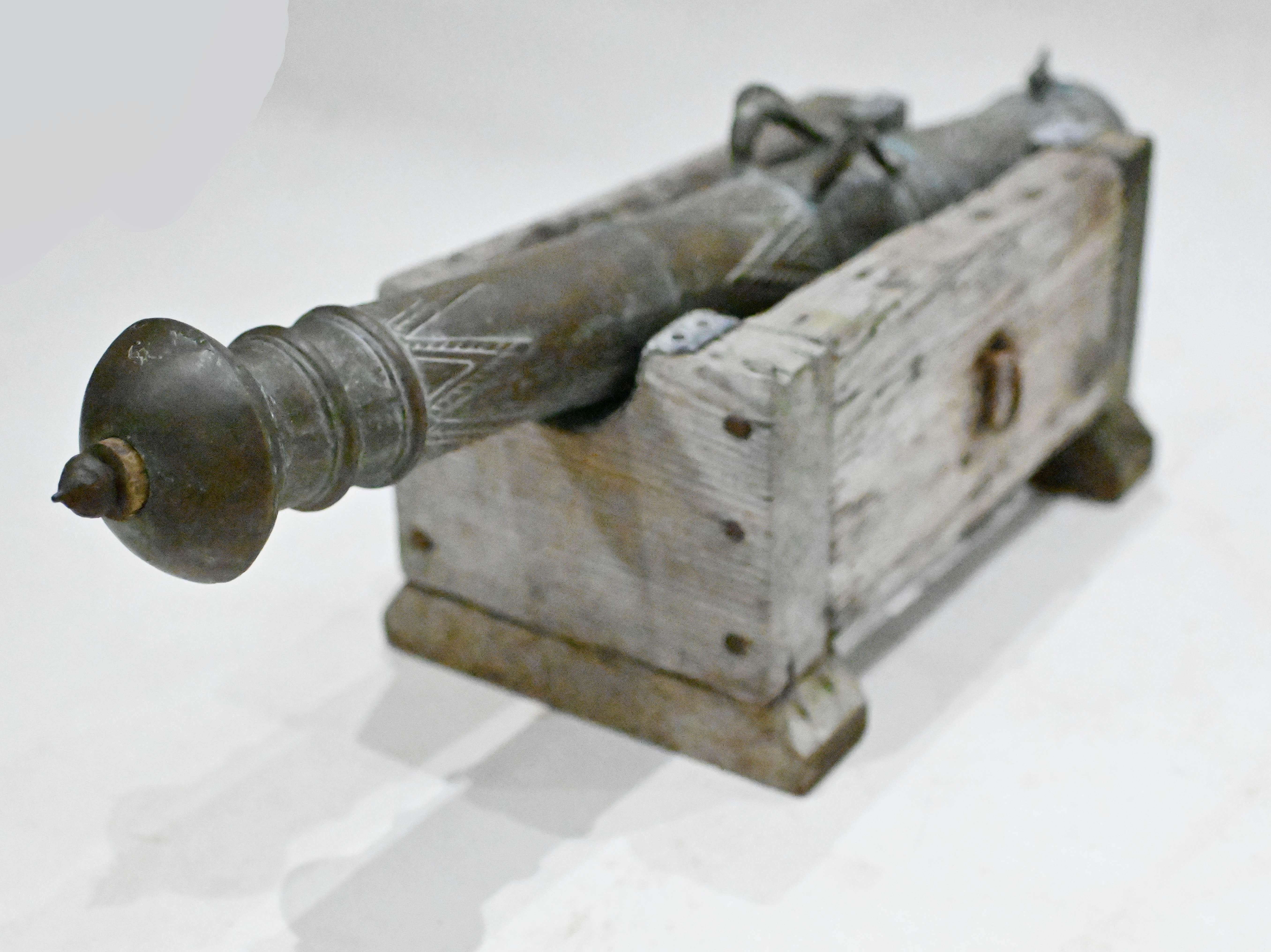 Pair Antique Cannons Bronze Barrel Circa 1840 1