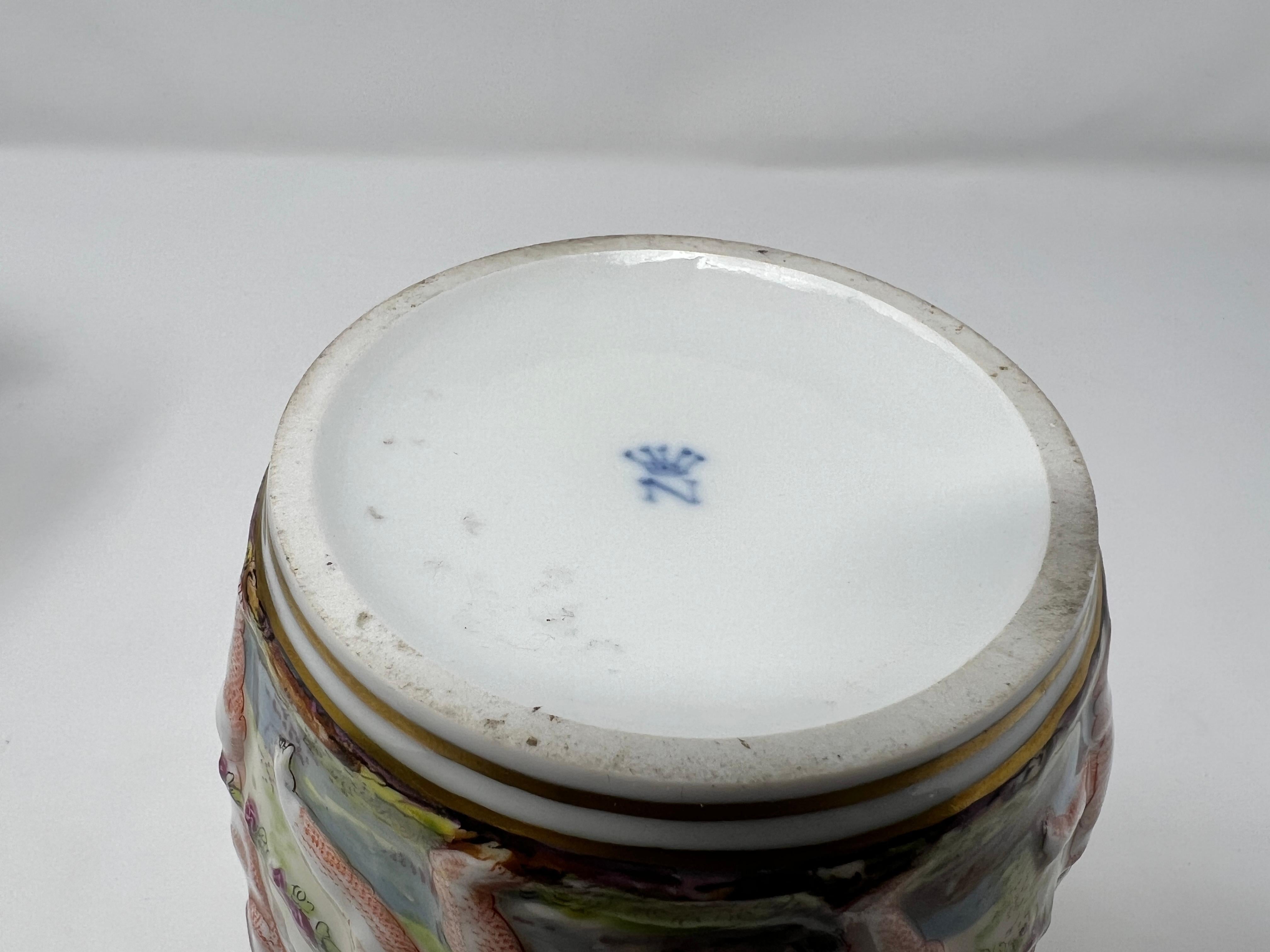 19th Century Pair Antique Capodimonte Cache Pots For Sale