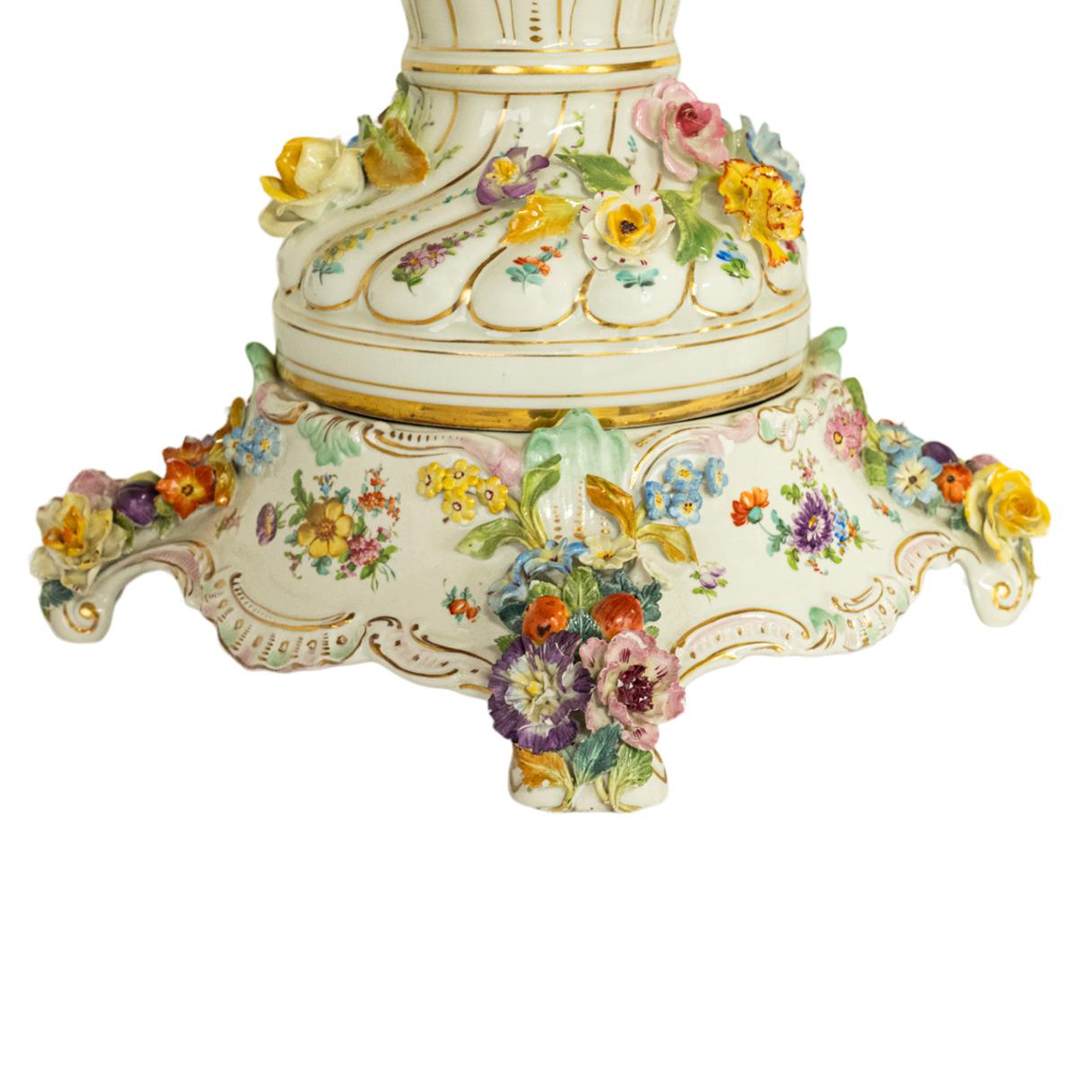Paar antike Carl Thieme Potschappel Dresdener Vasen mit Deckeln und Sockeln Sevres 1880  im Angebot 7
