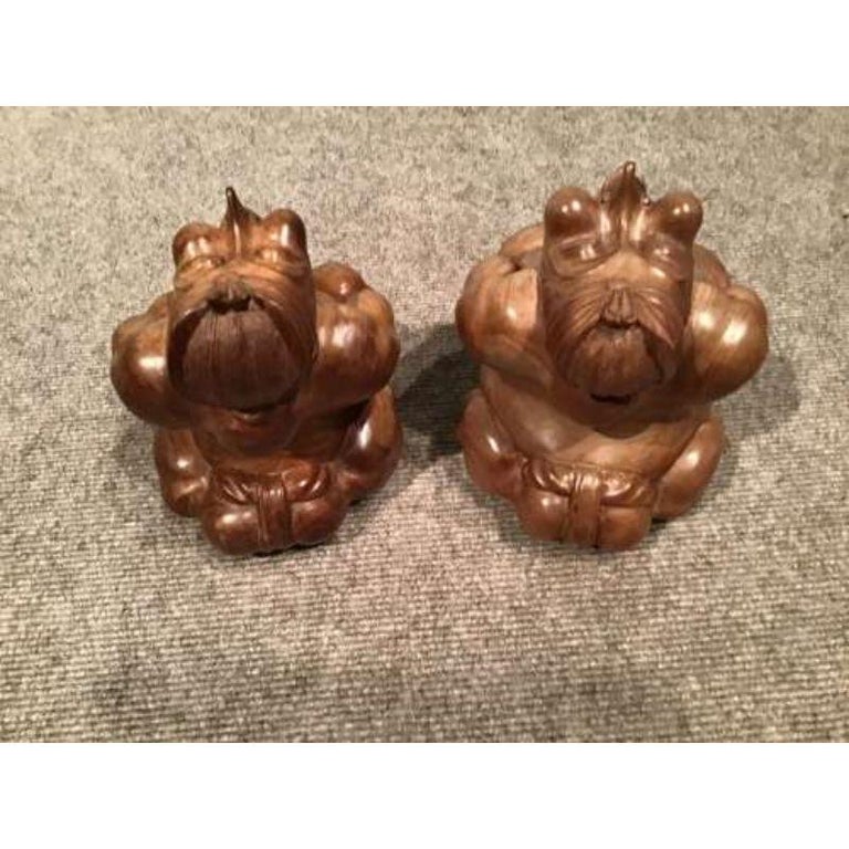 Pair Antique Carved Wood Figures For Sale at 1stDibs