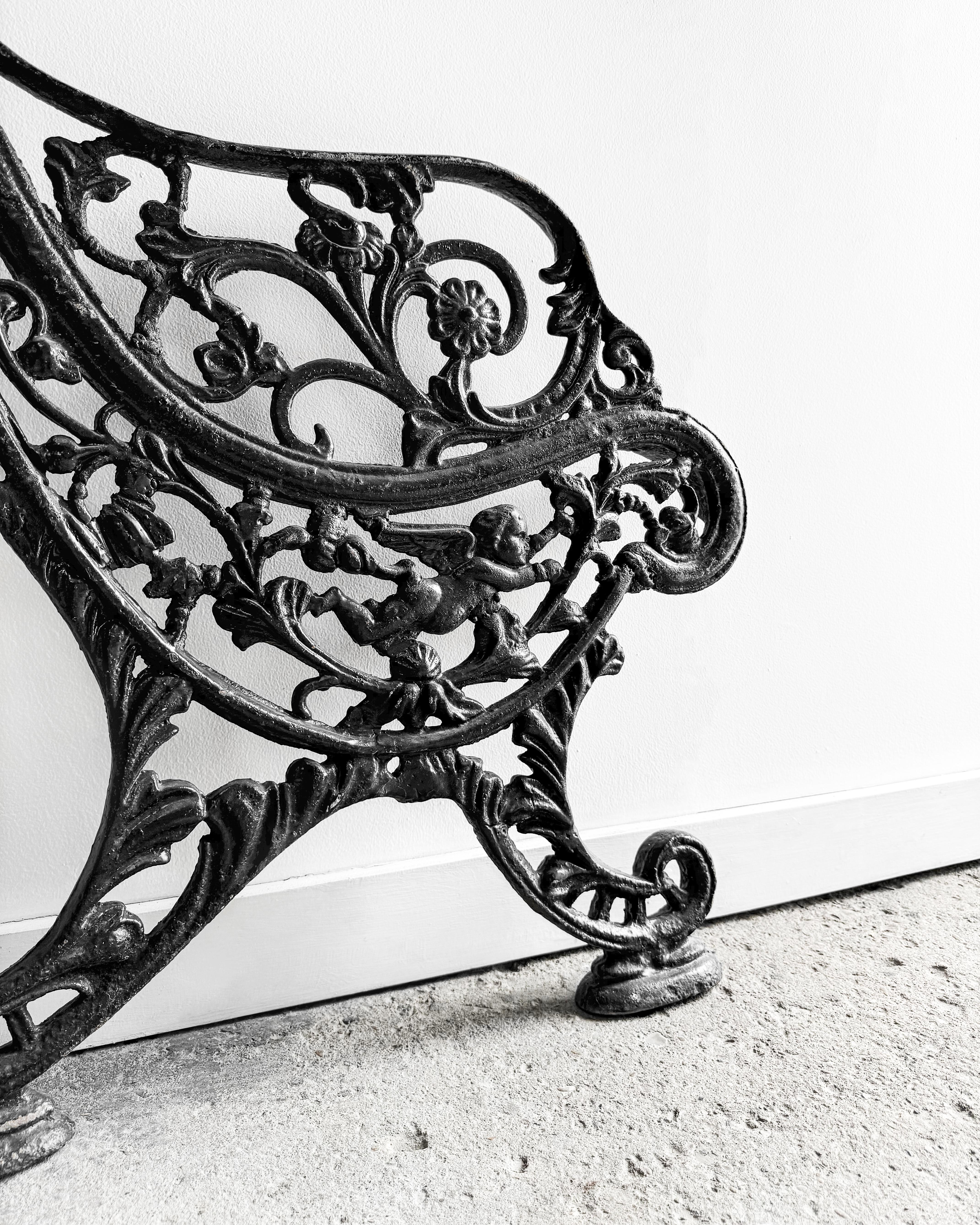 (Pair) Antique Cast Iron Victorian Garden Bench Ends For Sale 5