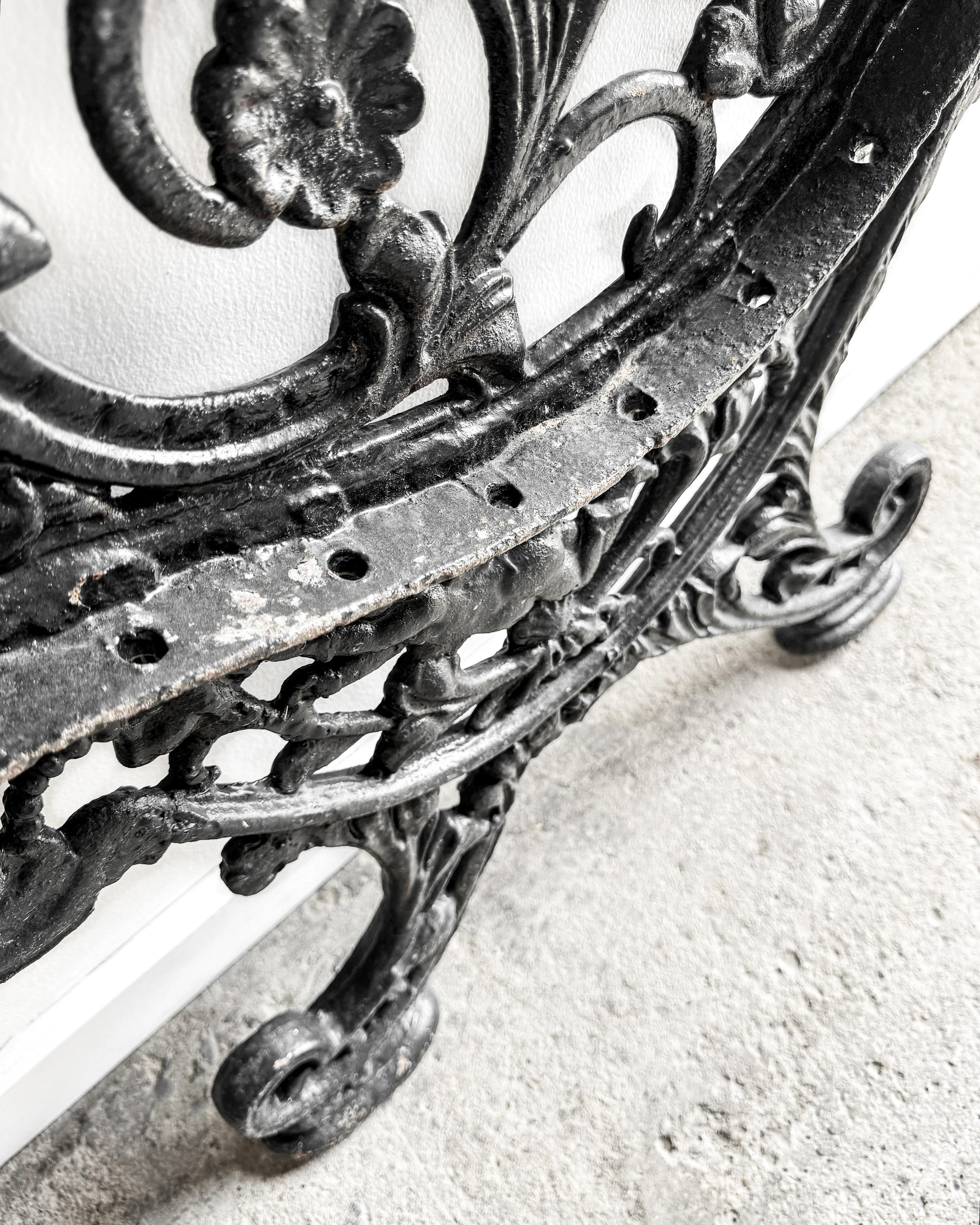 (Pair) Antique Cast Iron Victorian Garden Bench Ends For Sale 11